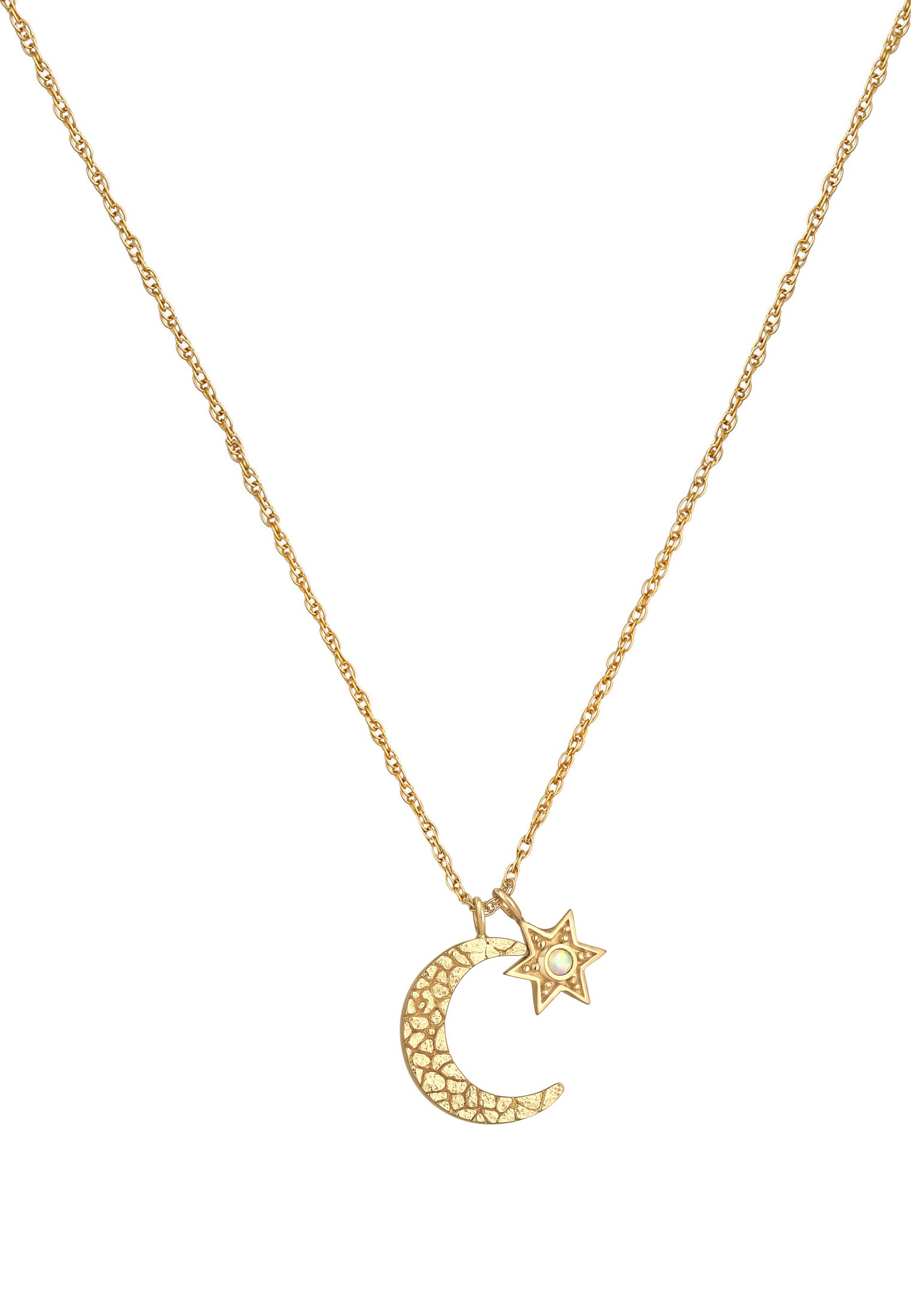 Elli Silberkette »Halskette Halbmond Stern Opal Astro 925 Silber«