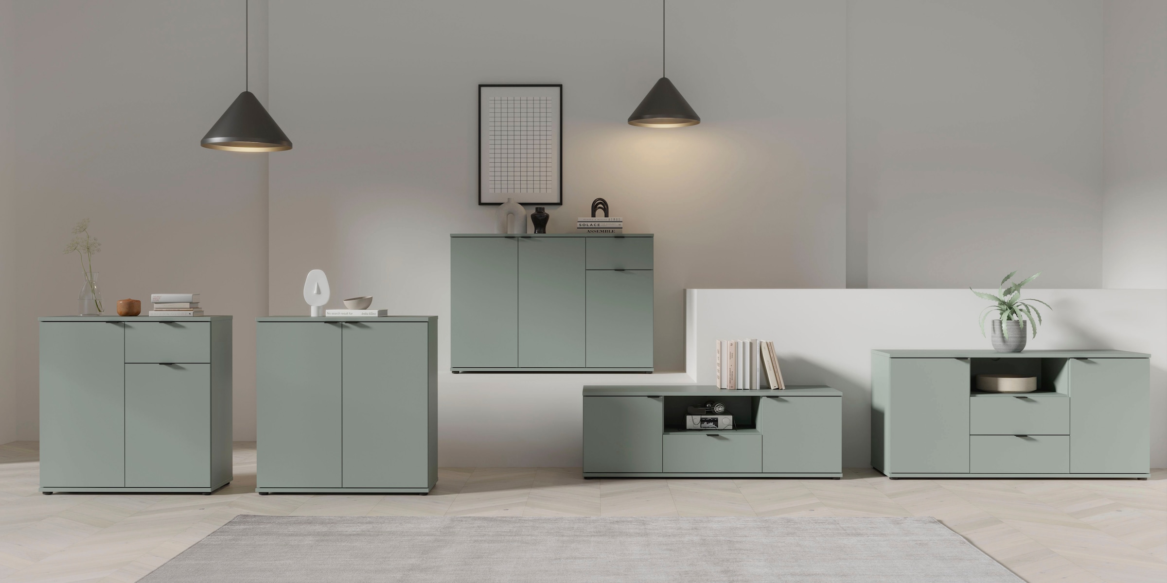 FORTE Sideboard »Ganymede«, Sideboard, Stauraum, Schublade; Metallgriffe, 4 Dekore, Breite 119,8cm