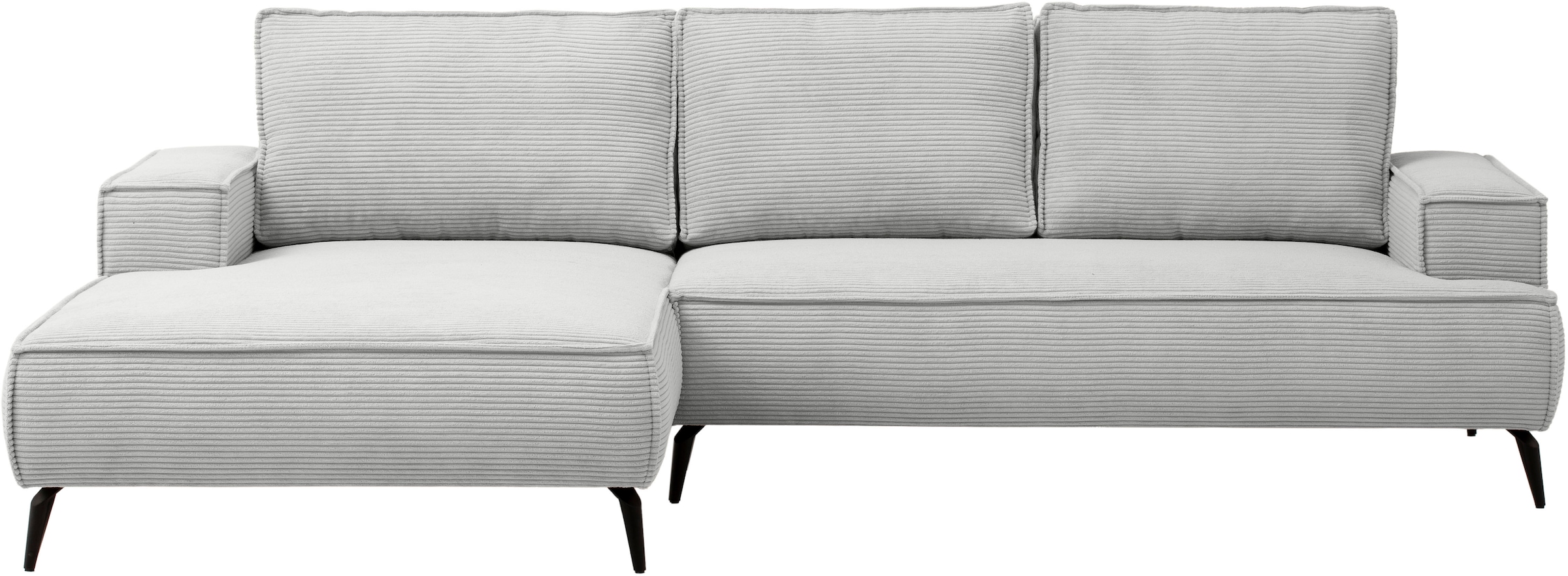 andas Ecksofa »TVINNU, L-Form in Cord, Sofa«, wahlweise Recamiere rechts/links, schwarze Füße, bequemer Sitzkomfort