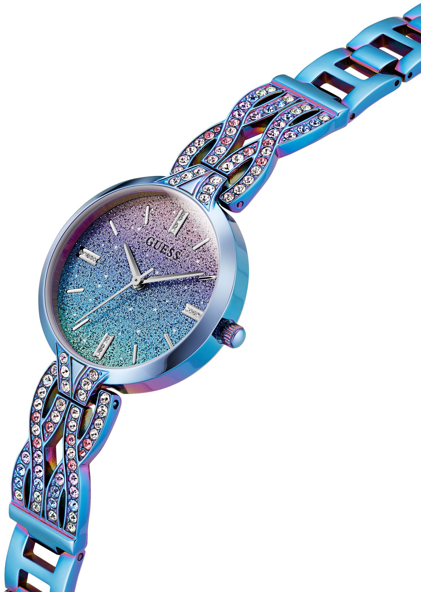 Guess Quarzuhr »CORAL« Armbanduhr, Damenuhr, Edelstahlarmband