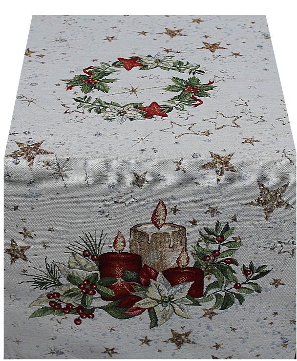 HOSSNER - Tischläufer Weihnachtsdeko, (1 weihnachtlichem »Adventskerze, St.), Motiv mit Winterzeit«, HOMECOLLECTION
