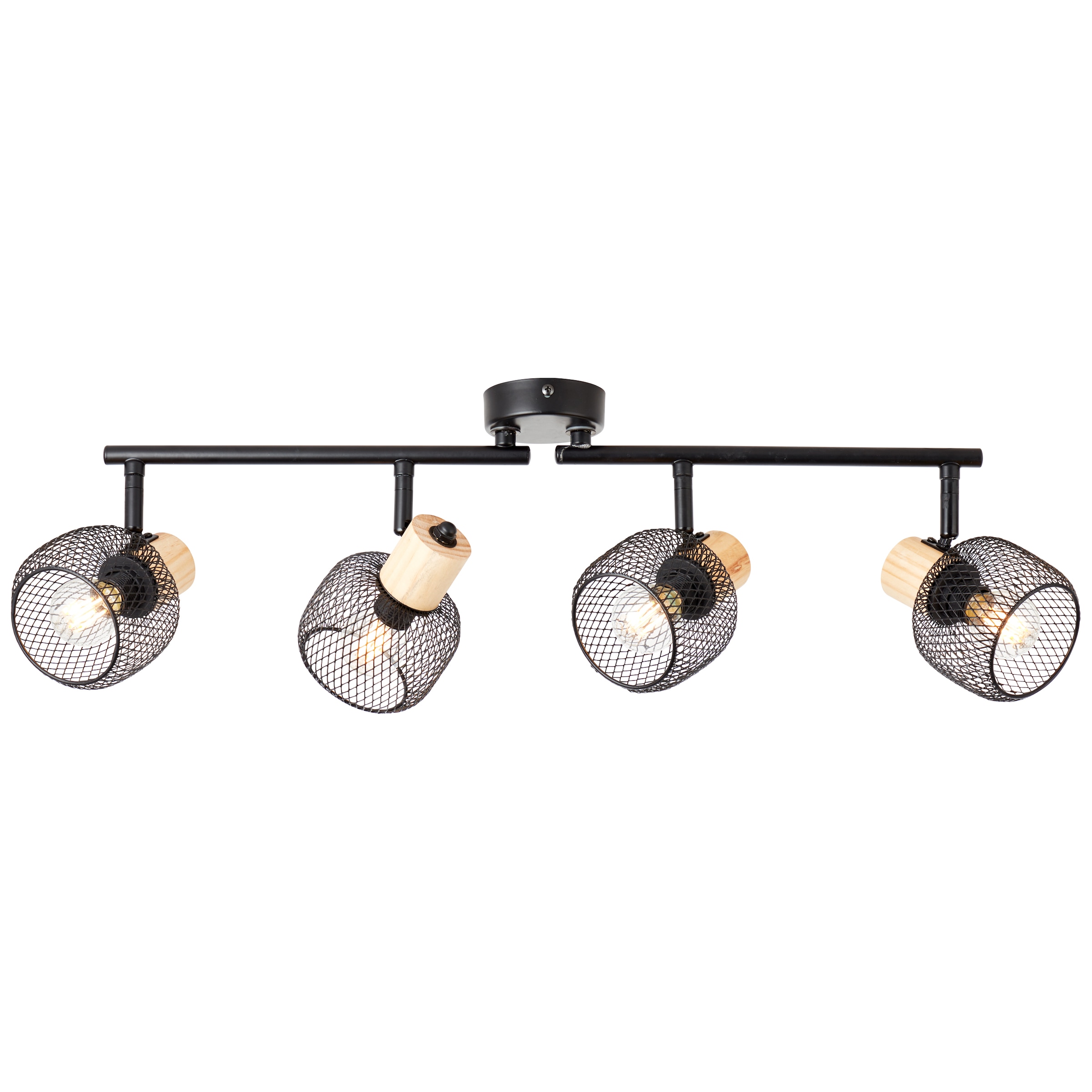Brilliant Deckenstrahler »Giada«, 4 flammig, Leuchtmittel E14 | ohne Leuchtmittel, Strahlerrohr 4flg, 74 cm, E14, schwenkbar, Metall/Holz, schwarz/braun