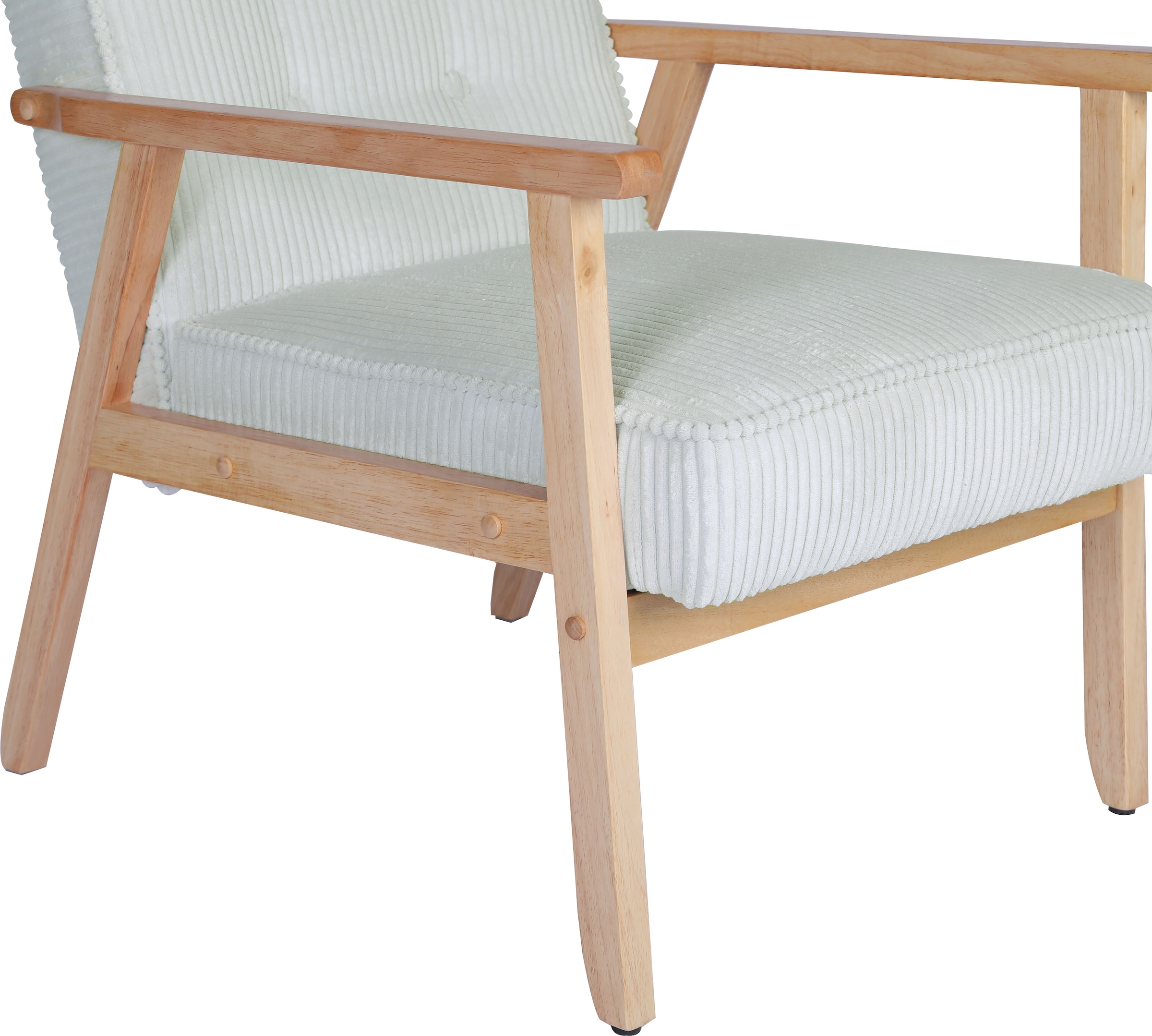 Home affaire Loungesessel »MENONRI mit Armlehnen aus Massivholz«, Relaxsessel, Lese-Sessel, Cocktailsessel in Cord und Webstoff
