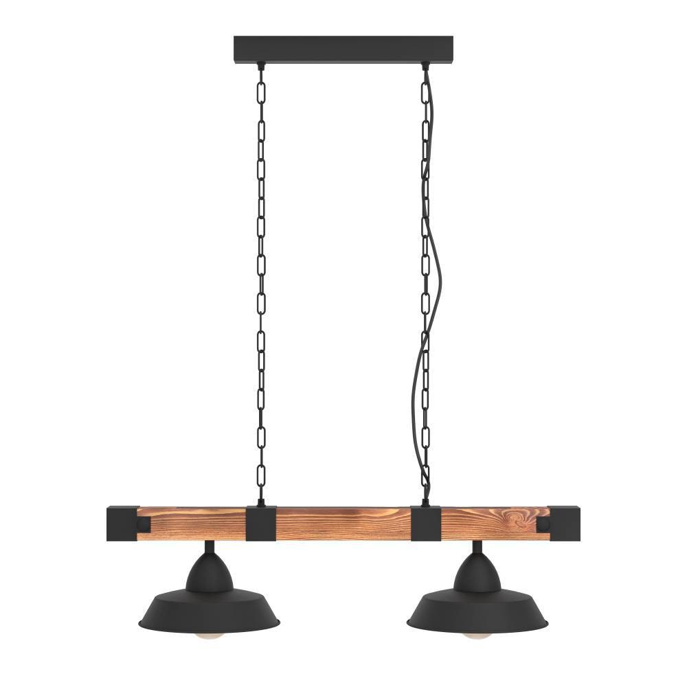 EGLO Hängeleuchte »OLDBURY«, 2 flammig, Leuchtmittel E27 | ohne Leuchtmittel, Vintage Pendelleuchte, Schwarz, braun, E27, 86 cm, FSC zertifiziert
