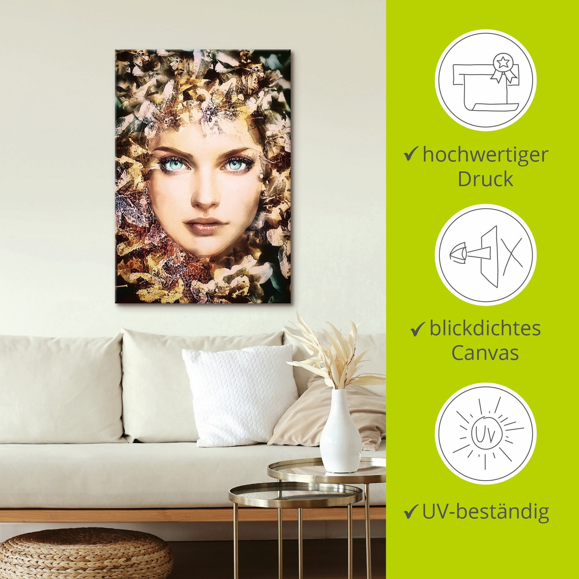 Artland Leinwandbild »Blumenfee«, Bilder von Frauen, (1 St.), auf Keilrahmen gespannt