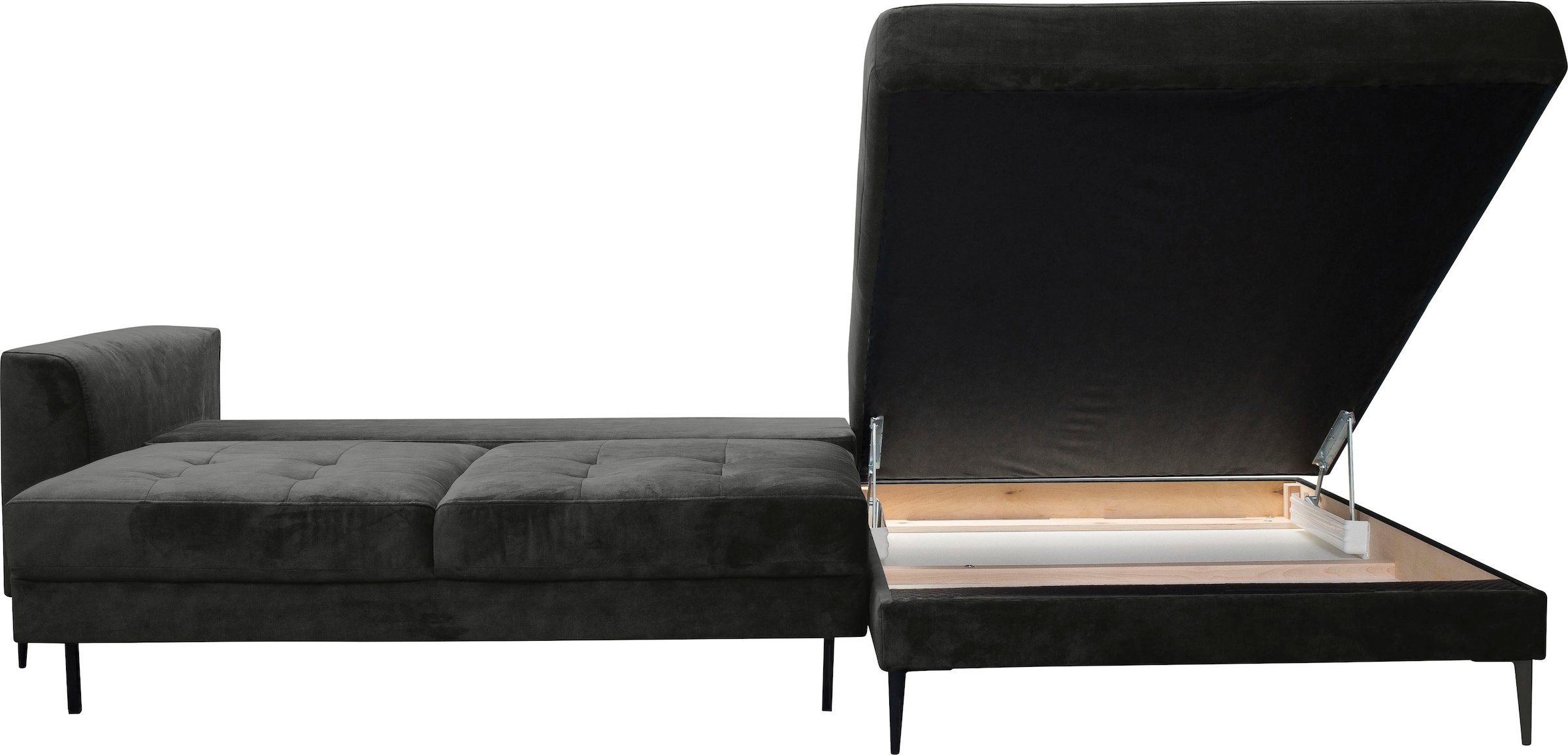 TRENDMANUFAKTUR Ecksofa »Luzi, wahlweise mit Schlaffunktion und Bettkasten bestellbar, L-Form«, Designsofa mit tollem Sitzkomfort, Metallfüße schwarz, Breite 280 cm