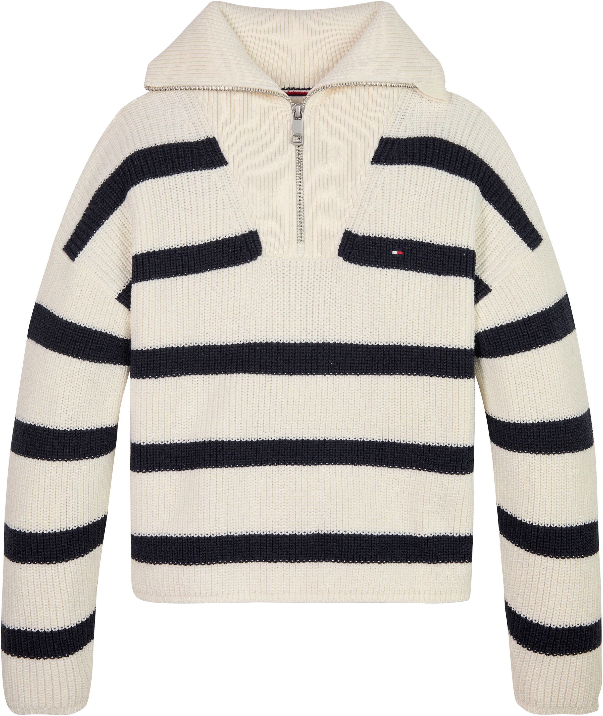 Tommy Hilfiger Troyer »STRIPE HALF ZIP SWEATER«, Kinder bis 16 Jahre mit Logoprägung