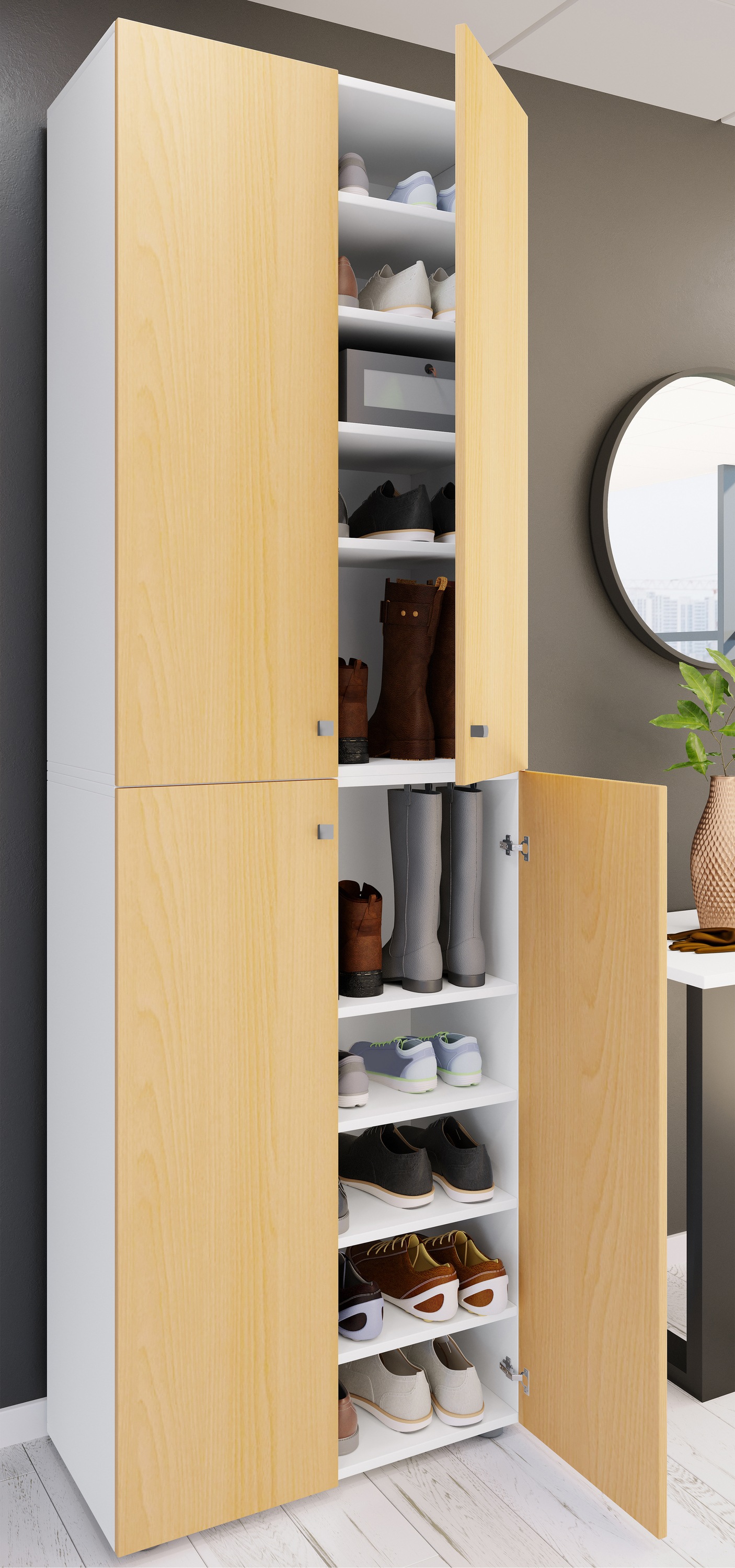 VCM Schuhschrank »VCM XL Holz Großer Schuhschrank Schuhregal Groß Stiefel Dielenmöbel Lona 10 Fächer Drehtüren«, (1 St.)