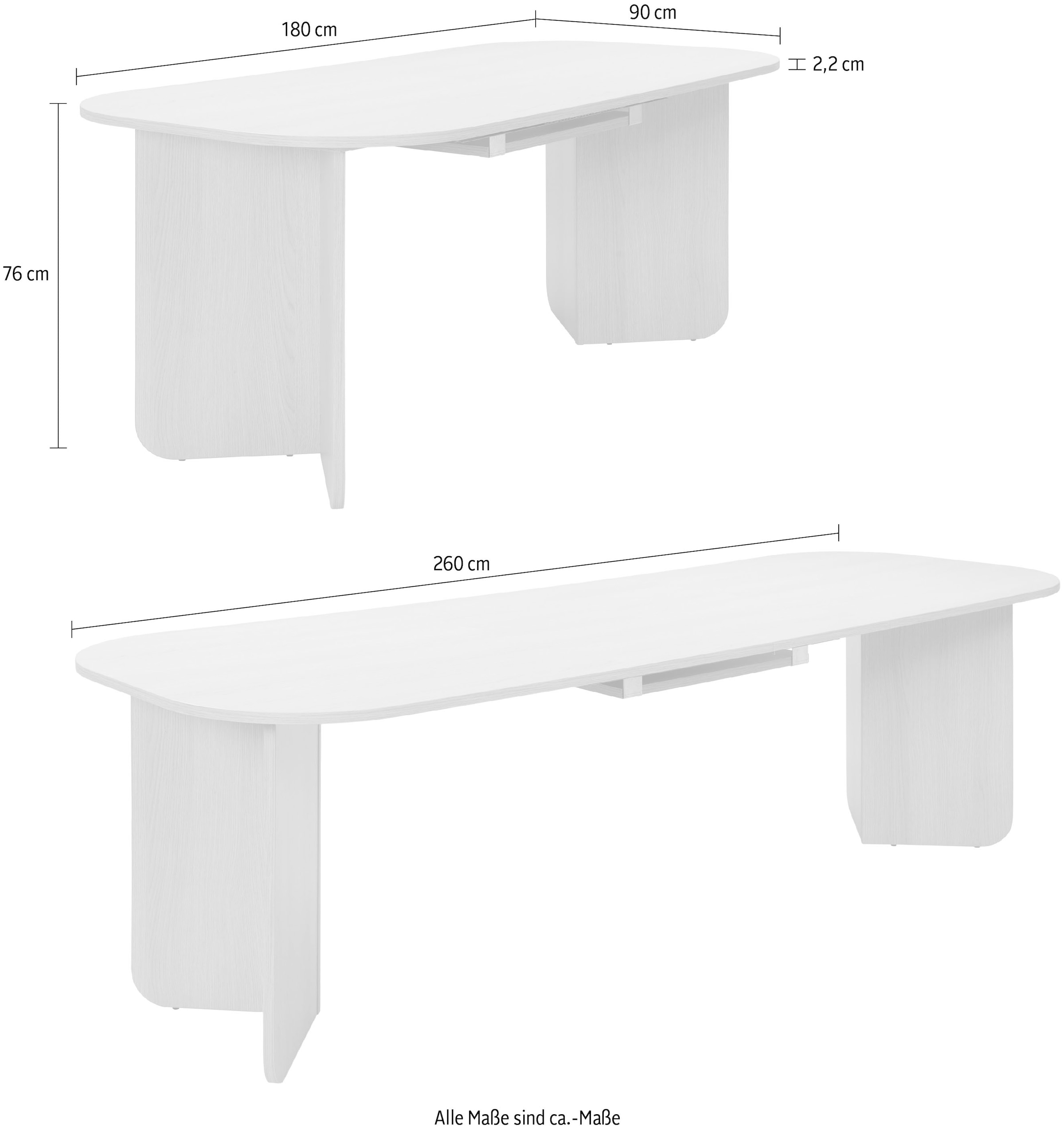 TOM TAILOR HOME Esstisch »ROUNDES TABLE«, Tischplatte und -beine mit gerundeten Ecken.