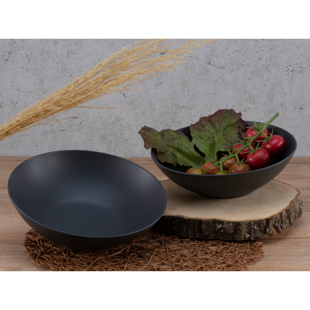 CreaTable Salatschüssel »Soft Touch Black«, 2 tlg., aus Steinzeug, Ø 24 cm