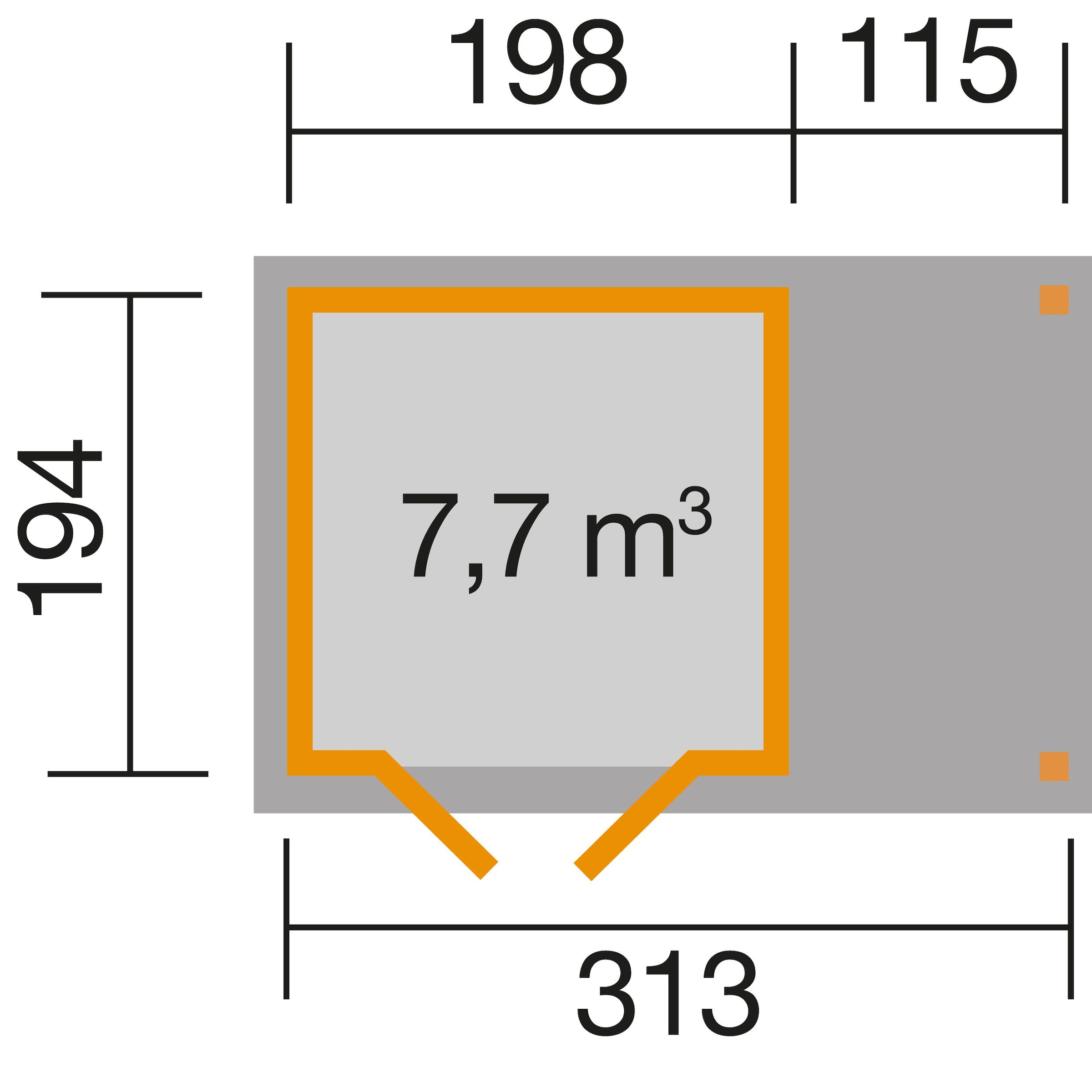 weka Gartenhaus »321 A Gr.1, natur, 19 mm, Anbau 115 cm«