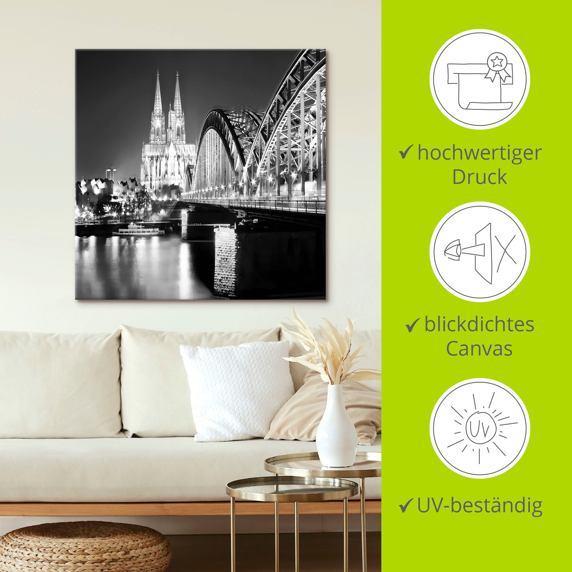 Artland Wandbild »Köln Skyline Abstrakte Collage 19«, Brücken, (1 St.), als Leinwandbild, Poster in verschied. Größen