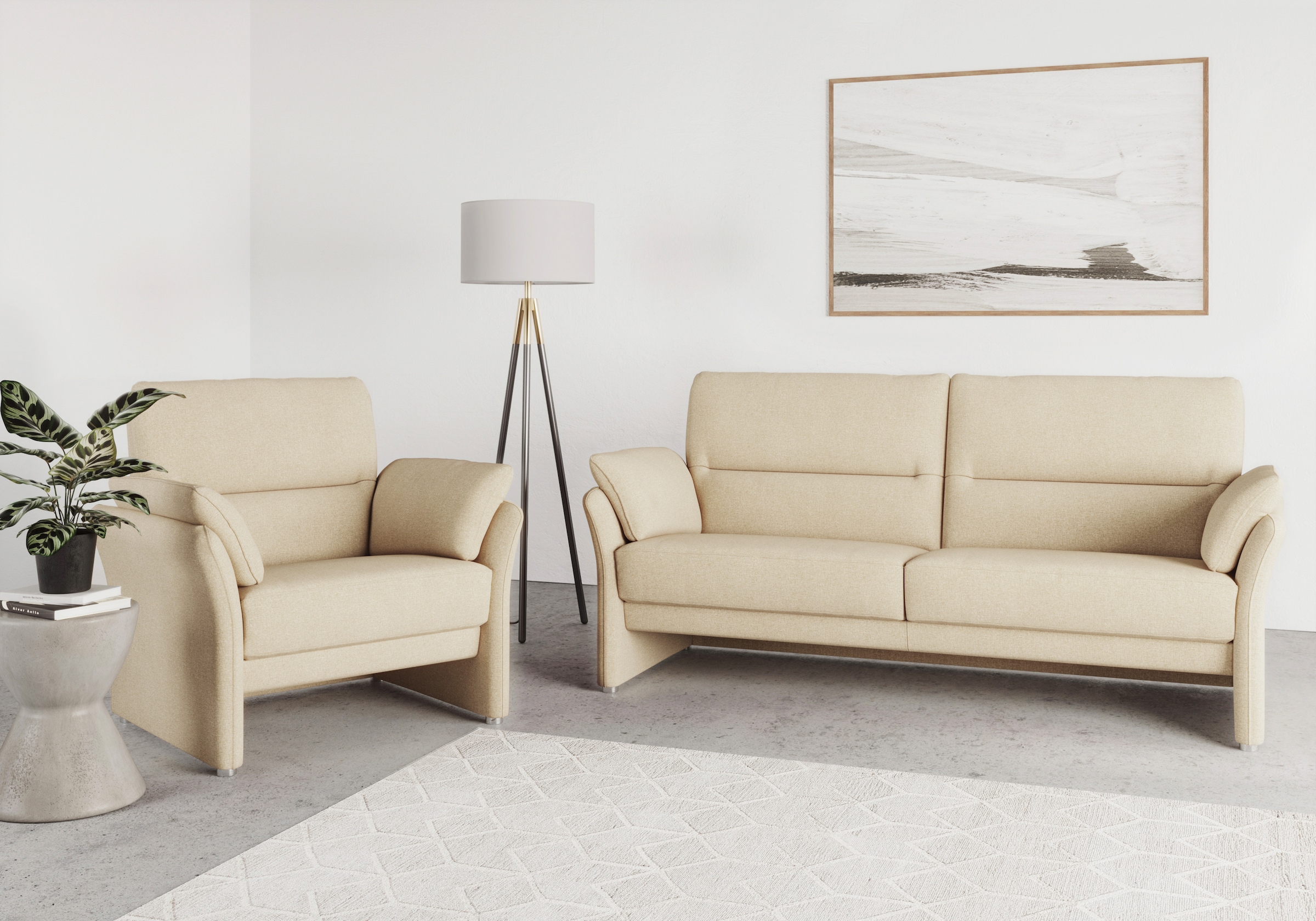 DOMO collection Sessel »Pina elegant und zeitloser Clubsessel, bequemer Cocktailsessel«, Hoher Sitzkomfort, Feinstruktur, beige