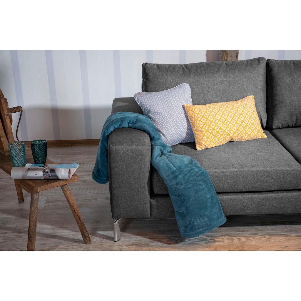 Max Winzer® Ecksofa »Flori«, mit Longchair links oder rechts, inklusive Zierkissen