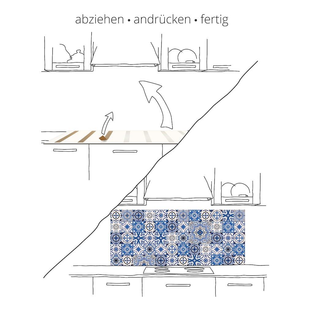 Artland Küchenrückwand »Uni weiß matt«, (1 tlg.), Alu Spritzschutz mit Klebeband, einfache Montage