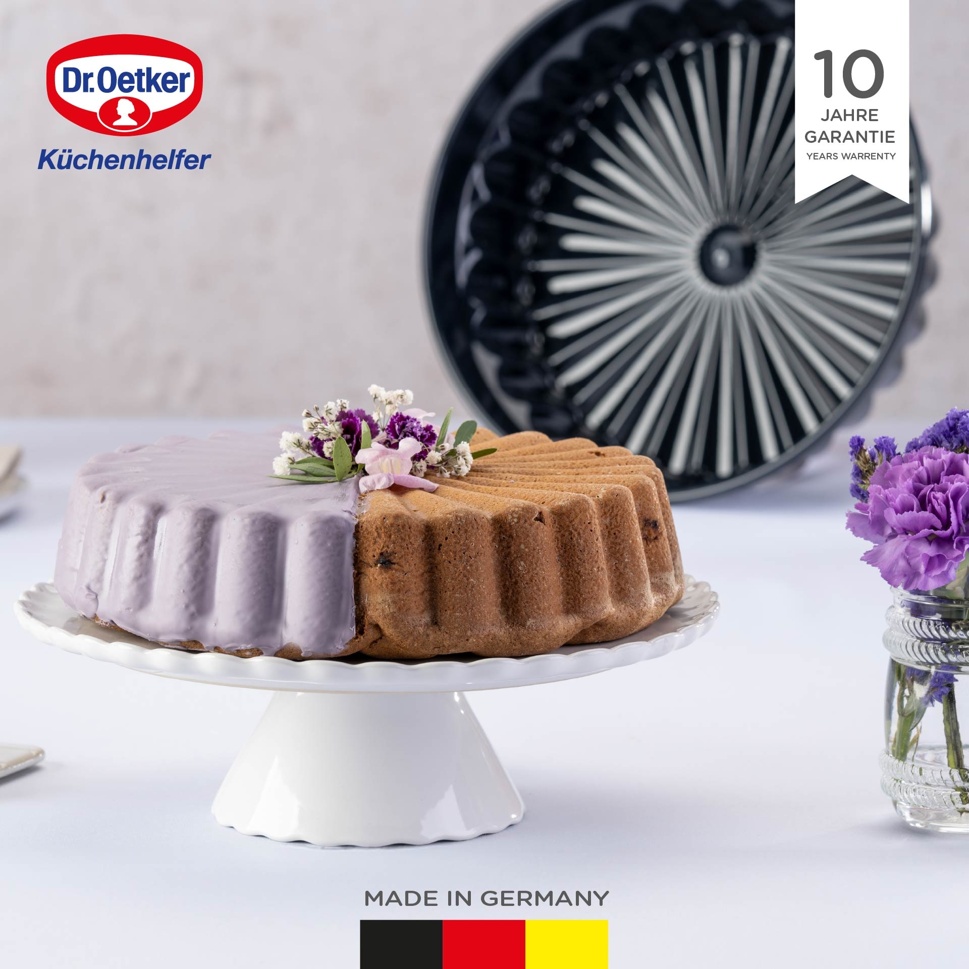 Dr. Oetker Küchenhelfer Backform »Charlottenform Back-Liebe Emaille, Ø 28 cm, ozeanblau« Emaille-Versiegelung, schnitt- und kratzfest, spülmaschinengeeignet