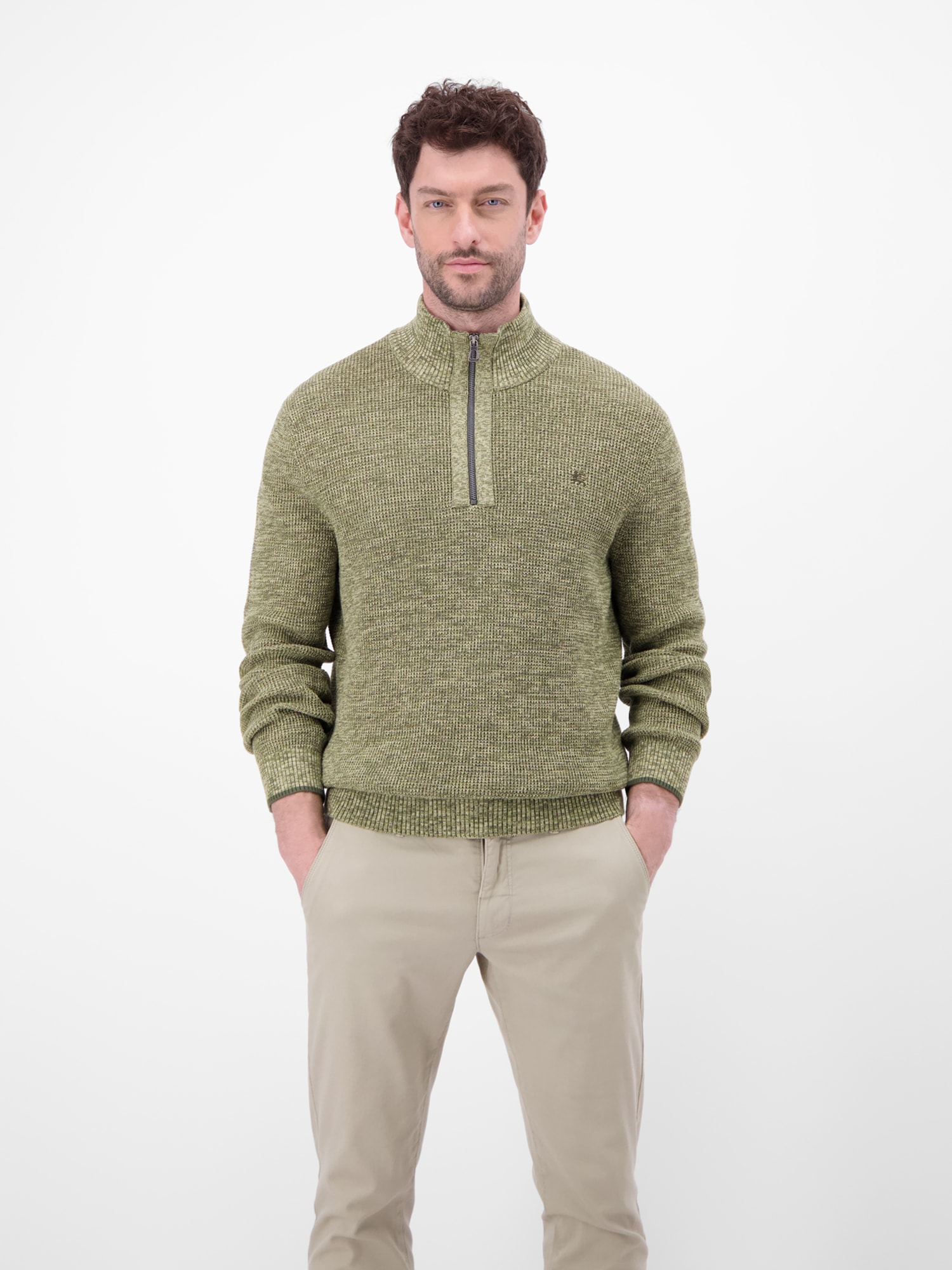 LERROS Strickpullover »Herren Troyer in Twist-Struktur«