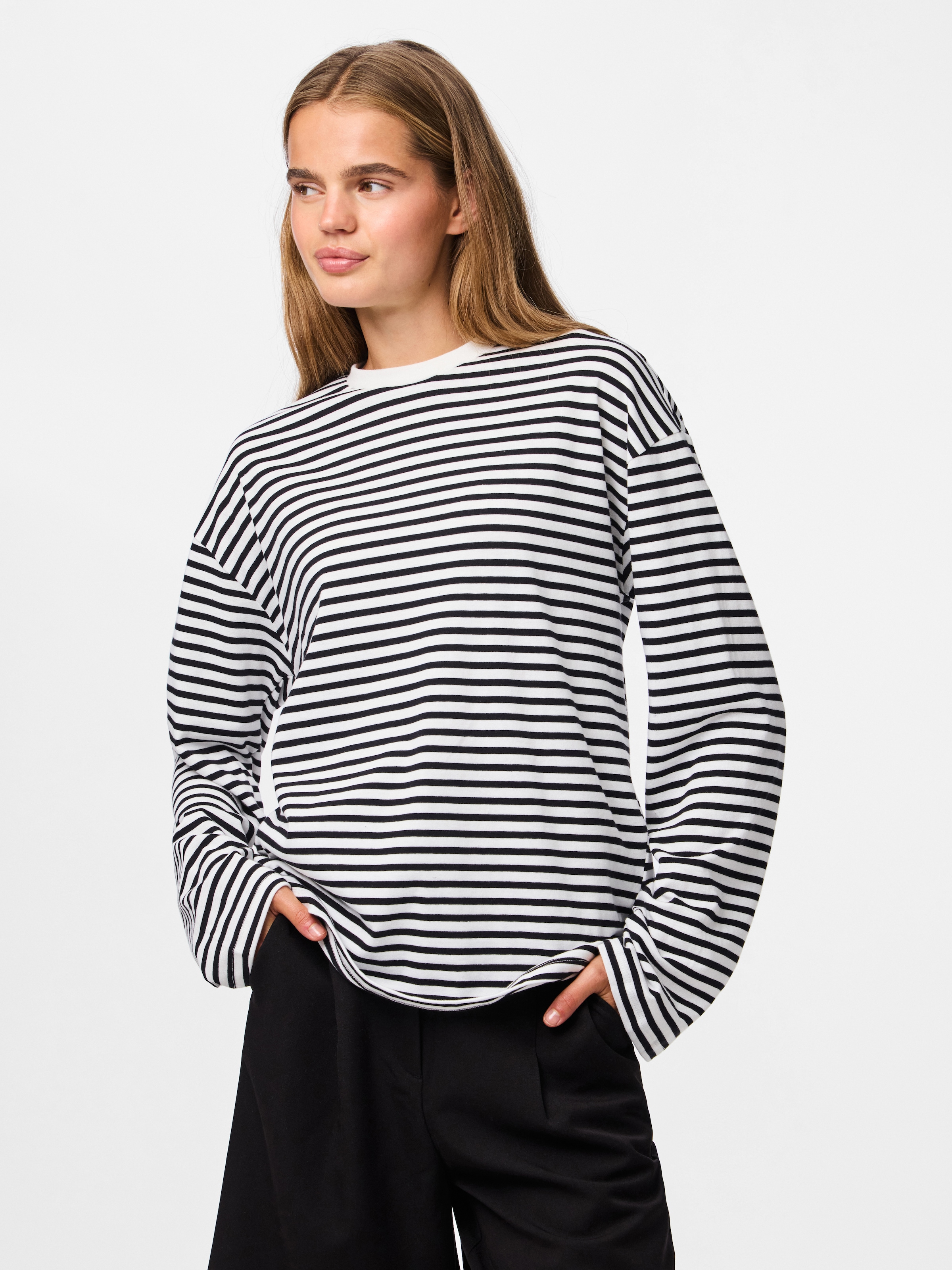 pieces Langarmshirt »PCSADIE LS TOP JRS NOOS« Baumwollmischung, oversize