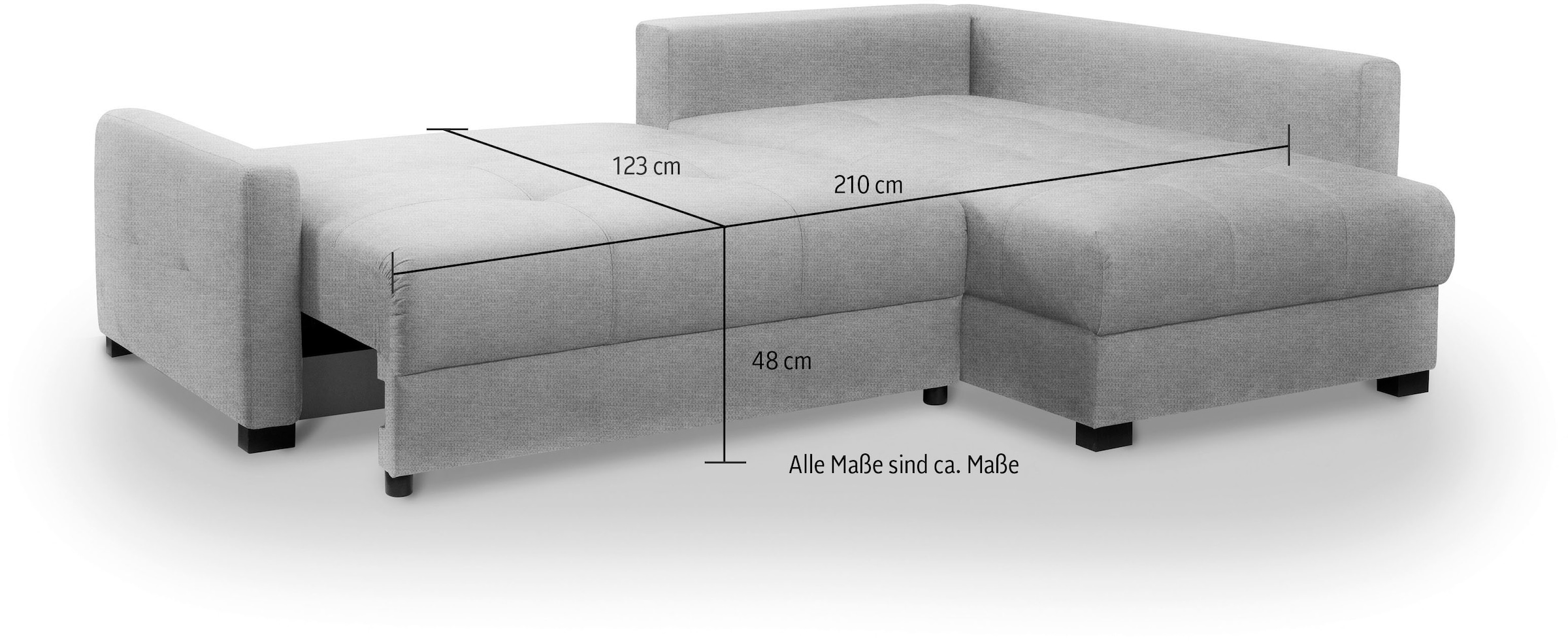 exxpo - sofa fashion Ecksofa »Chester, Boxspring Federkern-Polsterung für bequemeren Sitzkomfort«, L-Form, schmale Armlehnen, Bettfunktion u. Bettkasten
