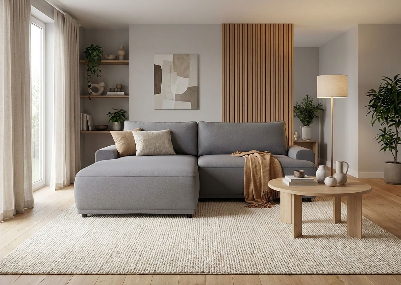 TRENDMANUFAKTUR Ecksofa »Fordon, Schlafsofa mit Bettkasten, Couch in L-Form, Breite 250 cm« in Struktur LUMOS, 3D-Effekt, anthrazit, Recamiere links