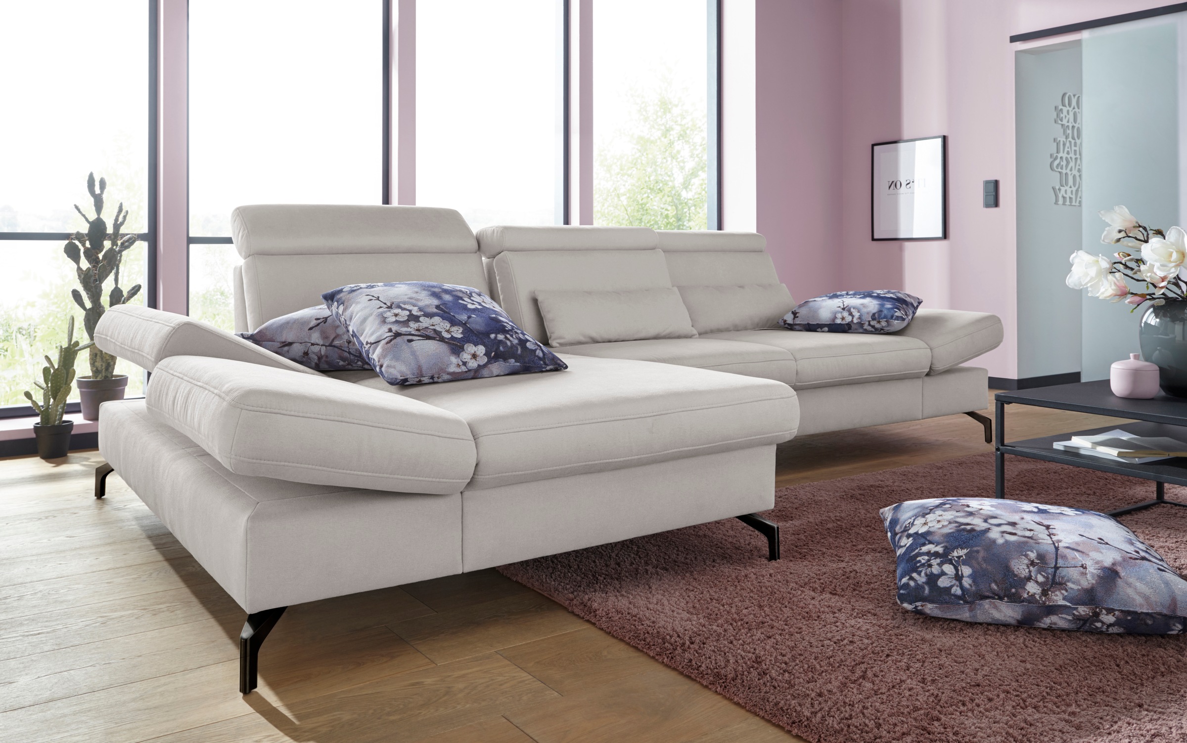 sit&more Ecksofa »Brisbane L-Form«, Fußhöhe 12 cm, inklusive Sitztiefen-, Armteil- und Kopfteilverstellung