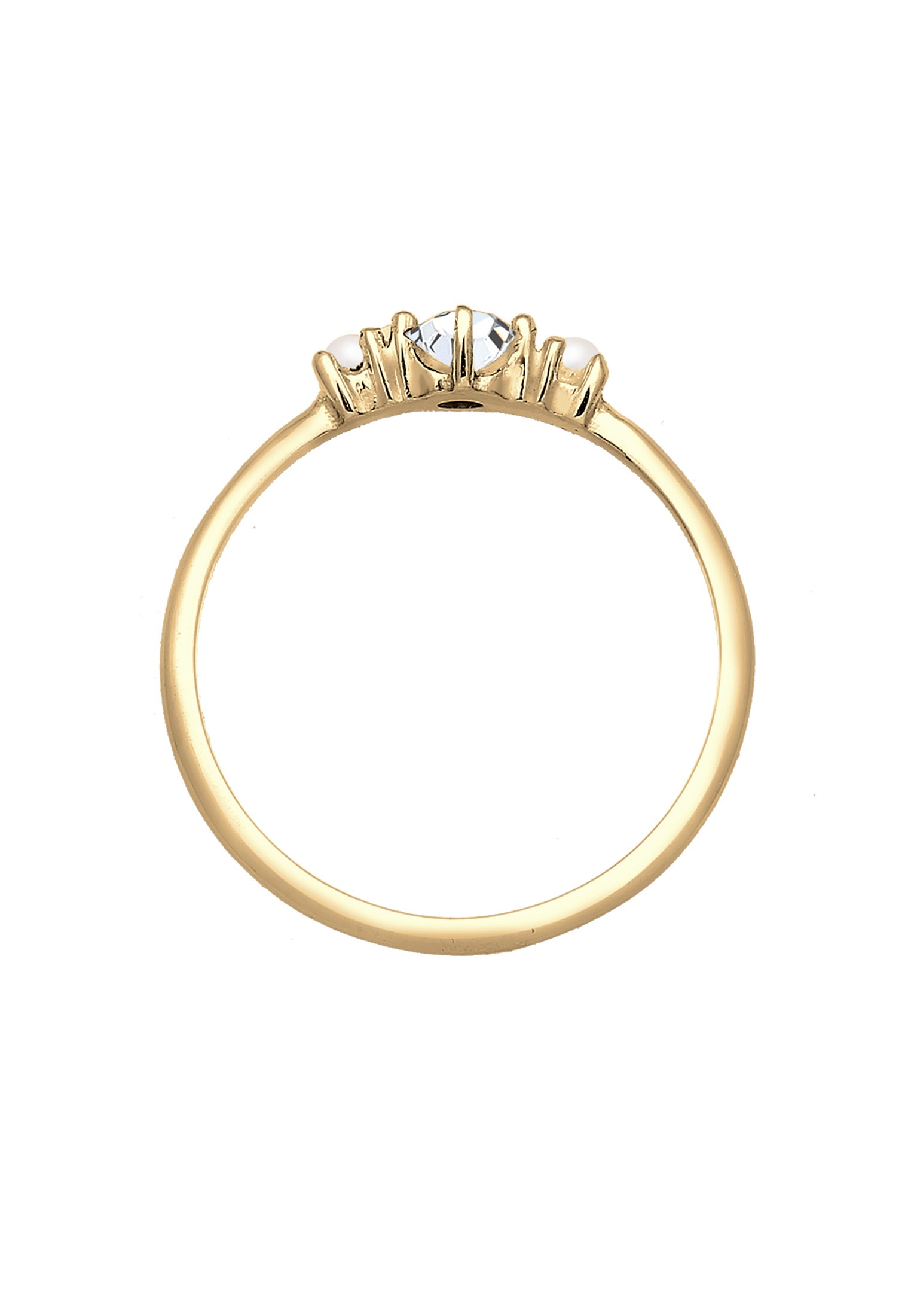 Elli Verlobungsring »Ring Glas Kristalle Synthetische Perle Weiß 925 Sterling Silber«