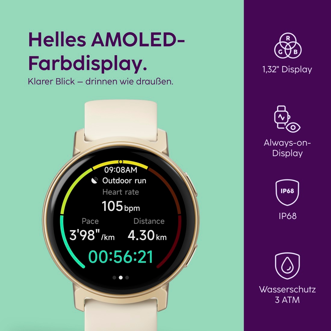 Hama Smartwatch »ARION GPS, AMOLED-Display, IP68, Telefonfunktion, 110 Sportmodi«(/ 1,32 ″)