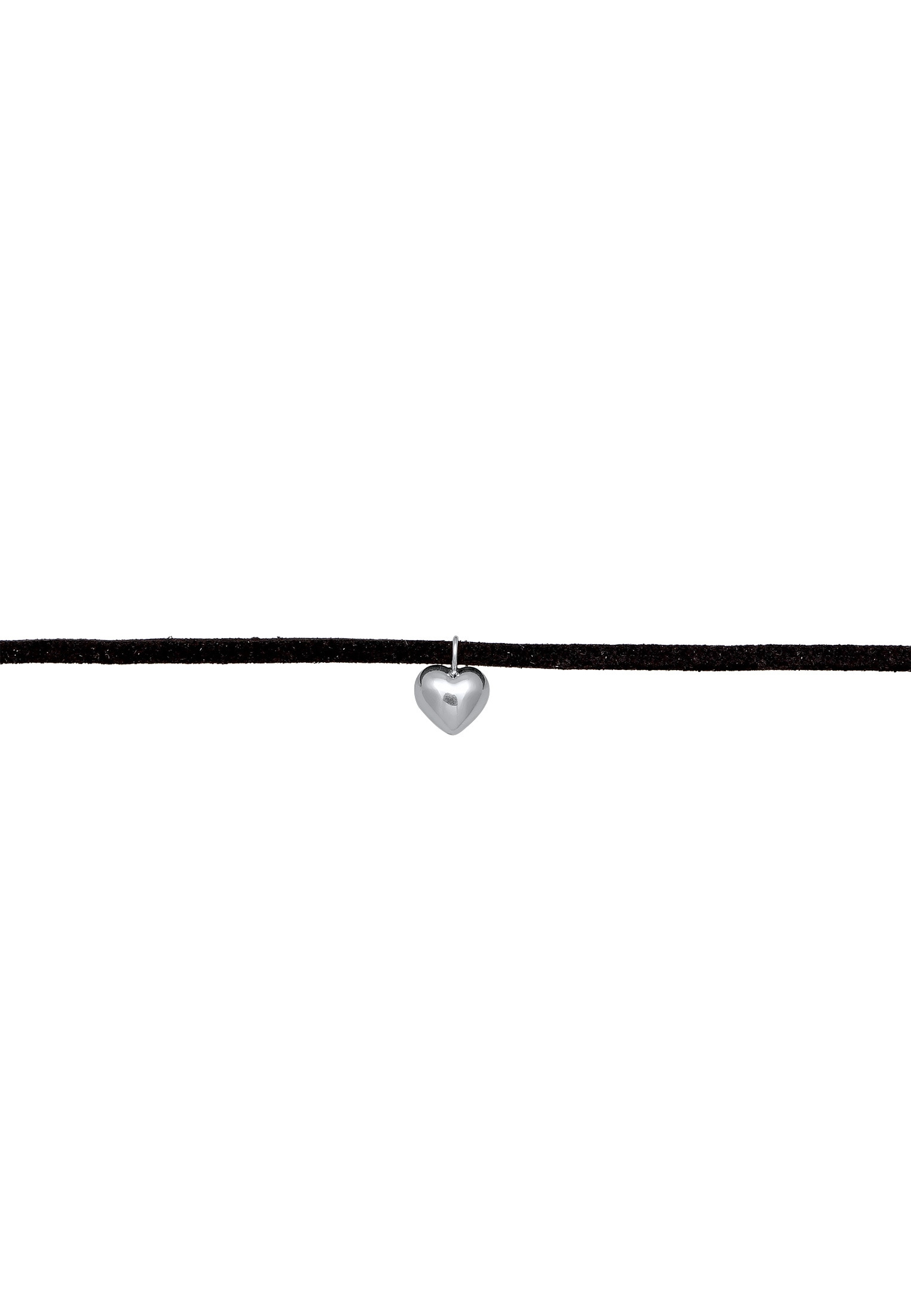 Elli Choker »Halskette Lederkette Velour Optik Herz Anhänger 925 silber«