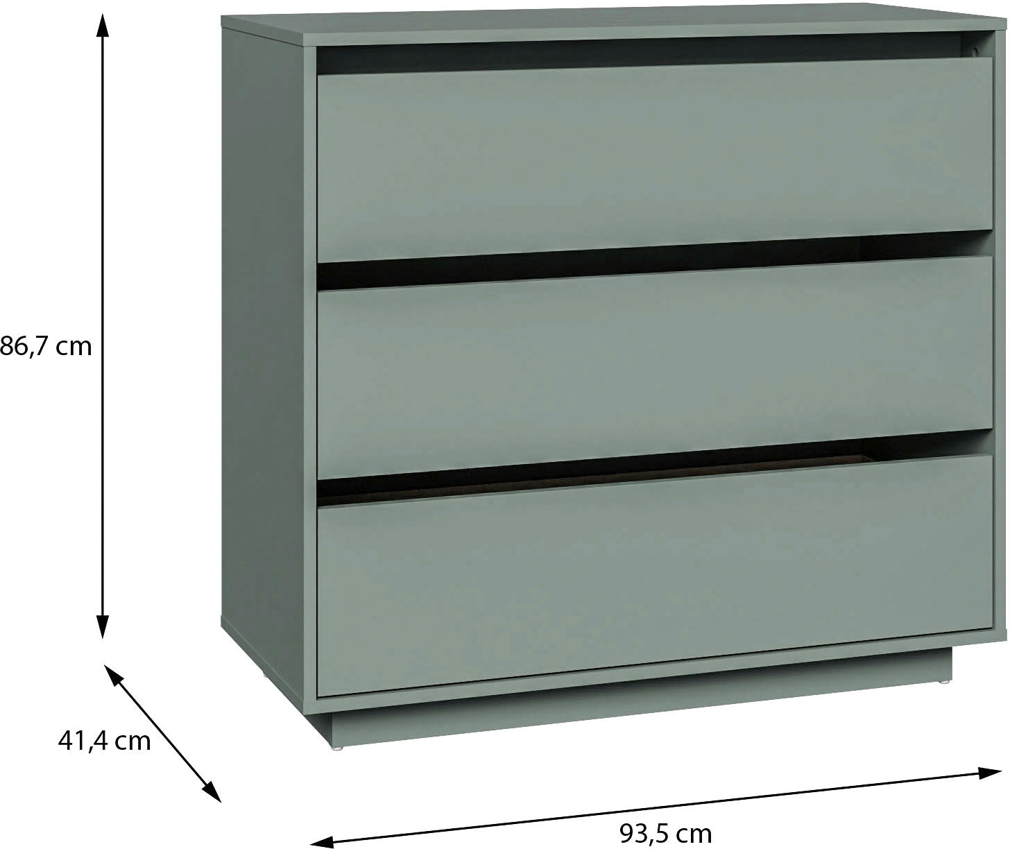 FORTE Kommode »Tahoe Kommode, 3 Schubkästen, grifflos, Stauraum« B/H/T 93,5/86,7/41,4 cm viel Stauraum