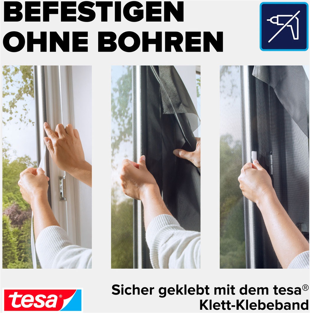 tesa Fliegengitter-Gewebe »Pollenschutzgitter 2-in-1 Pollenschutz und Fliegengitter, transparent« Packung, Fliegennetz, Klettband, 1 Stk. tlg. inkl. Selbstklebendes Klettband, INSECT STOP