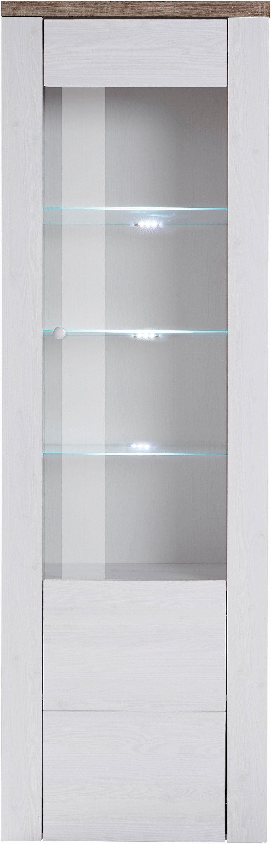 Home affaire Vitrine »Larona, zeitlose Glasvitirne, Hochschrank Höhe 205,6 cm«, Stauraumvitrine mit dekorativer Rahmenoptik