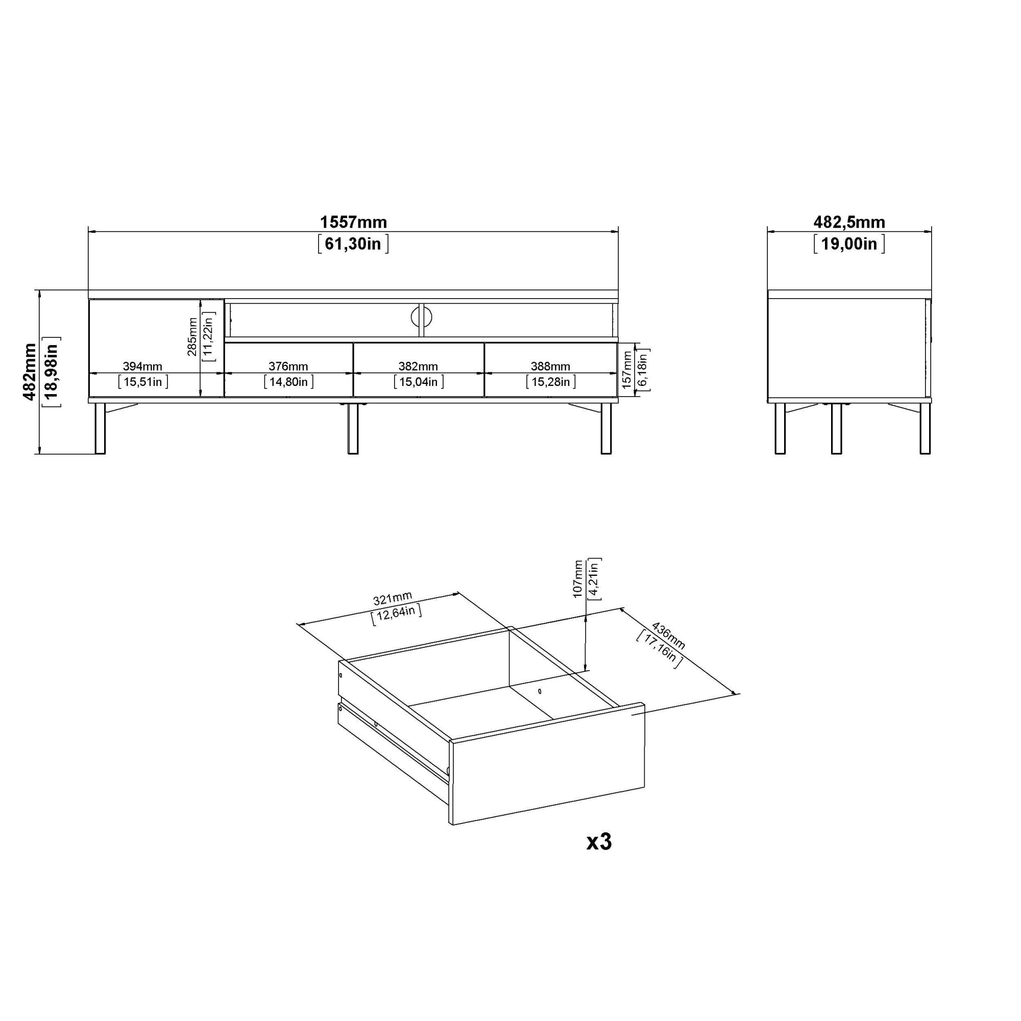 INOSIGN TV-Board »Roomers TV-Board, TV-Möbel, TV-Unit, Media-Möbel, Sideboard«, Breite/Höhe 156/48 cm, 2 offene Fächer mit Rahmen-Optik, Kabelführung