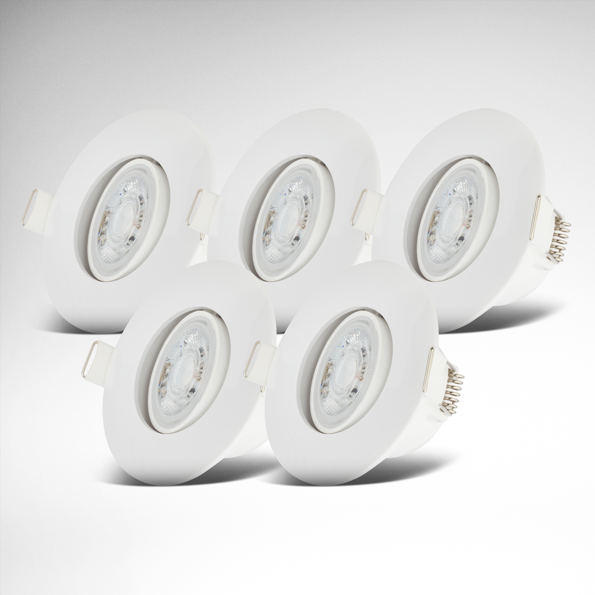 B.K.Licht LED Einbauleuchte »5er Set Bad Einbaustrahler, IP65, Dimmbare Deckenspots«, 1 flammig, Leuchtmittel LED-Modul | LED fest integriert, 3.000K, 480Lm, 4,9W, Kunststoff, 9 x 4,2 cm