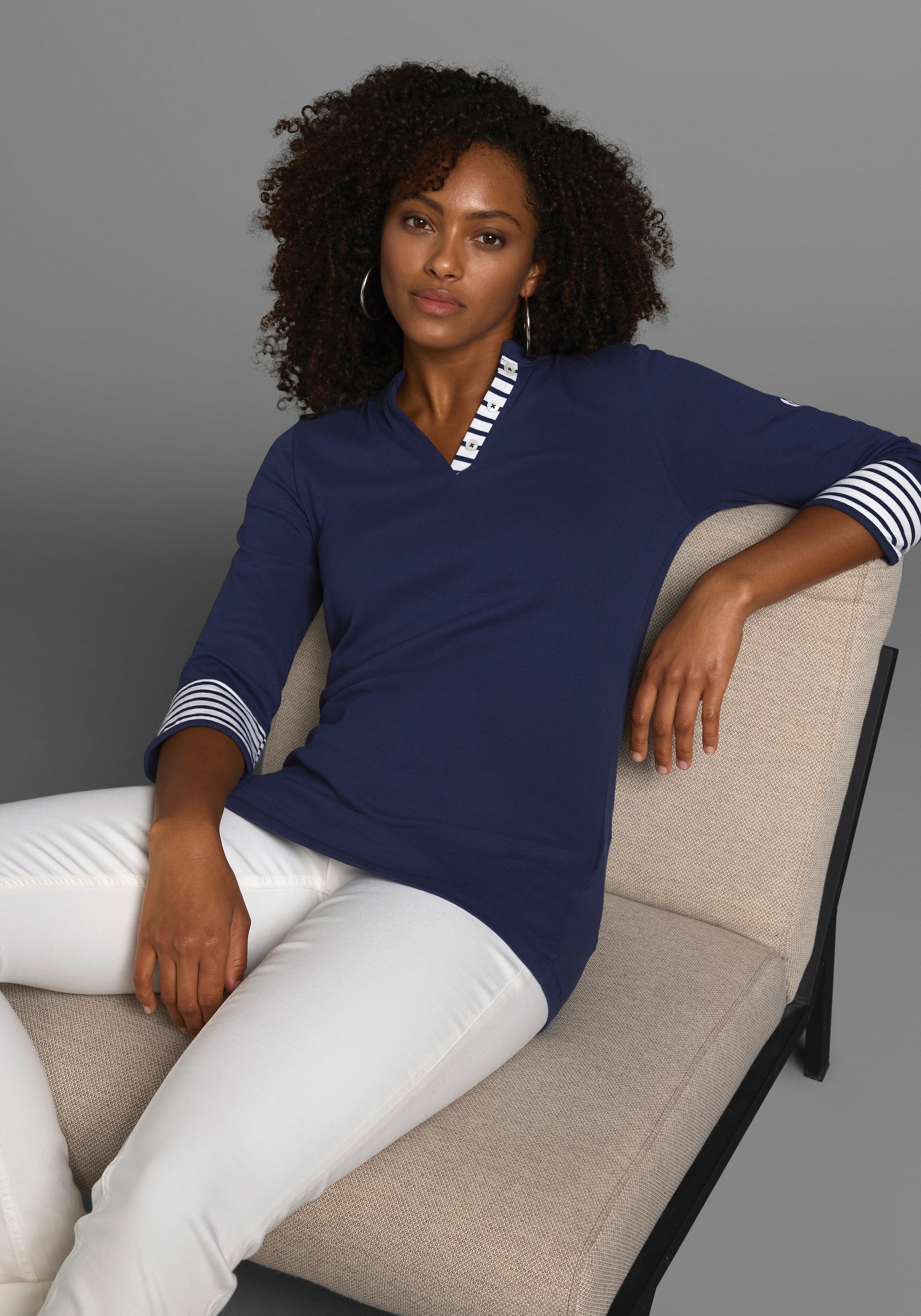 KangaROOS 3/4-Arm-Shirt 3/4-Arm,  figurbetonte Passform,  mit Logodruck