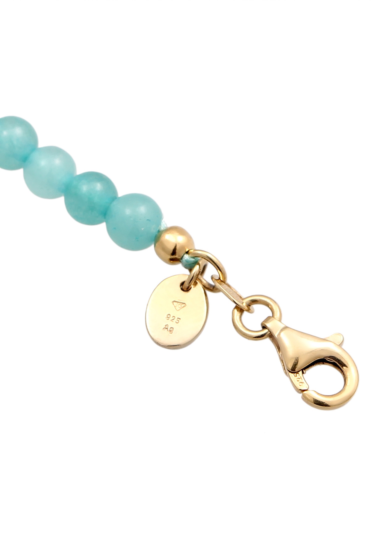 Elli Premium Armkette »Armband Amazonite Edelstein Perlen Blau-Grün 925 Sterling Silber vergoldet«