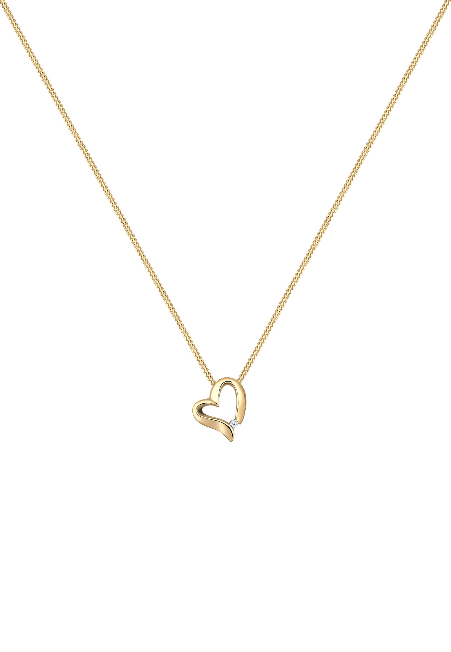Elli DIAMONDS Silberkette »Halskette Herz Romantisch Diamant (0.015 ct.) 925 Silber«