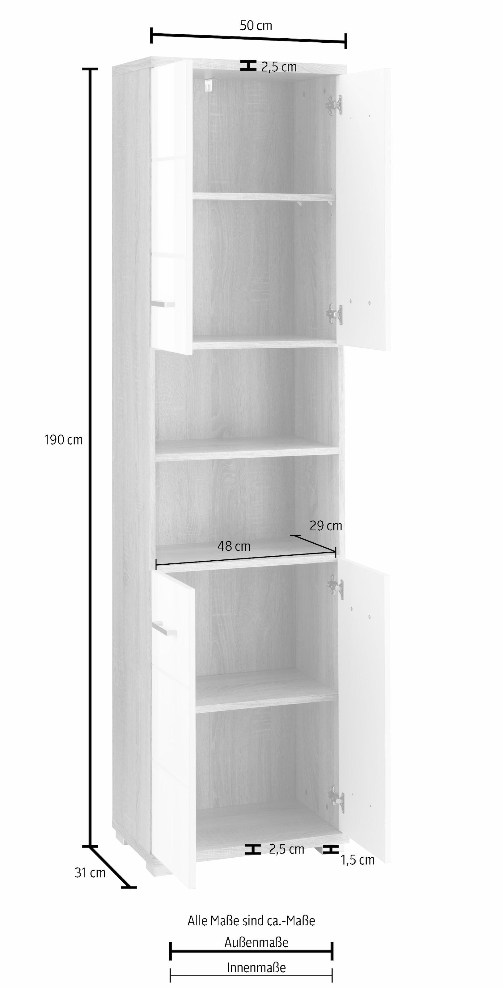 Homexperts Hochschrank »Nusa«, Raten und Stauraum hinter 50 cm, Badezimmerschrank, Fächern Breite Türen in auf kaufen