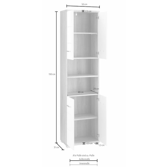 Homexperts Hochschrank »Nusa«, Breite 50 cm, Badezimmerschrank, Stauraum  hinter Türen und in Fächern auf Raten kaufen