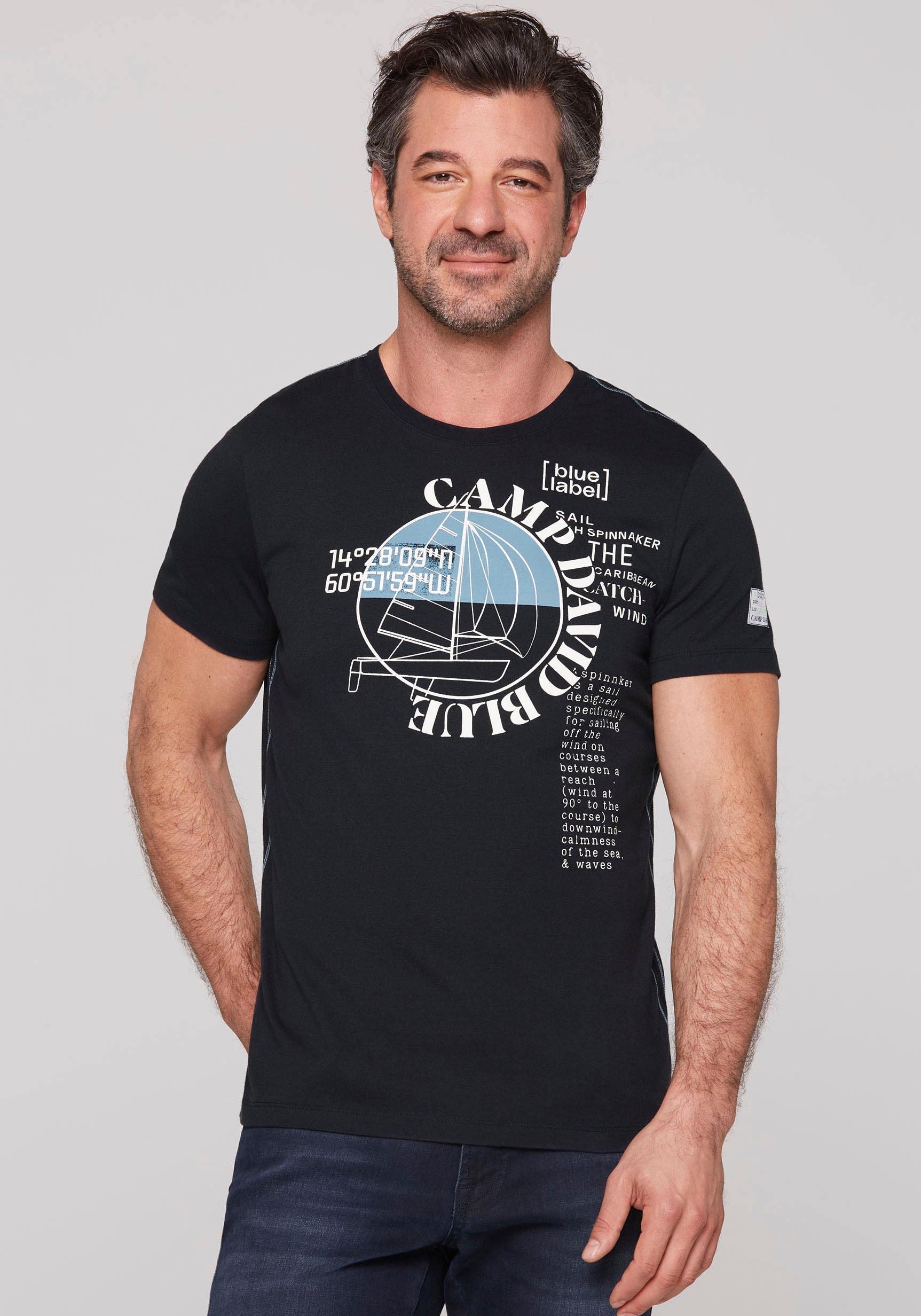 CAMP DAVID T-Shirt, mit Wording-Prints