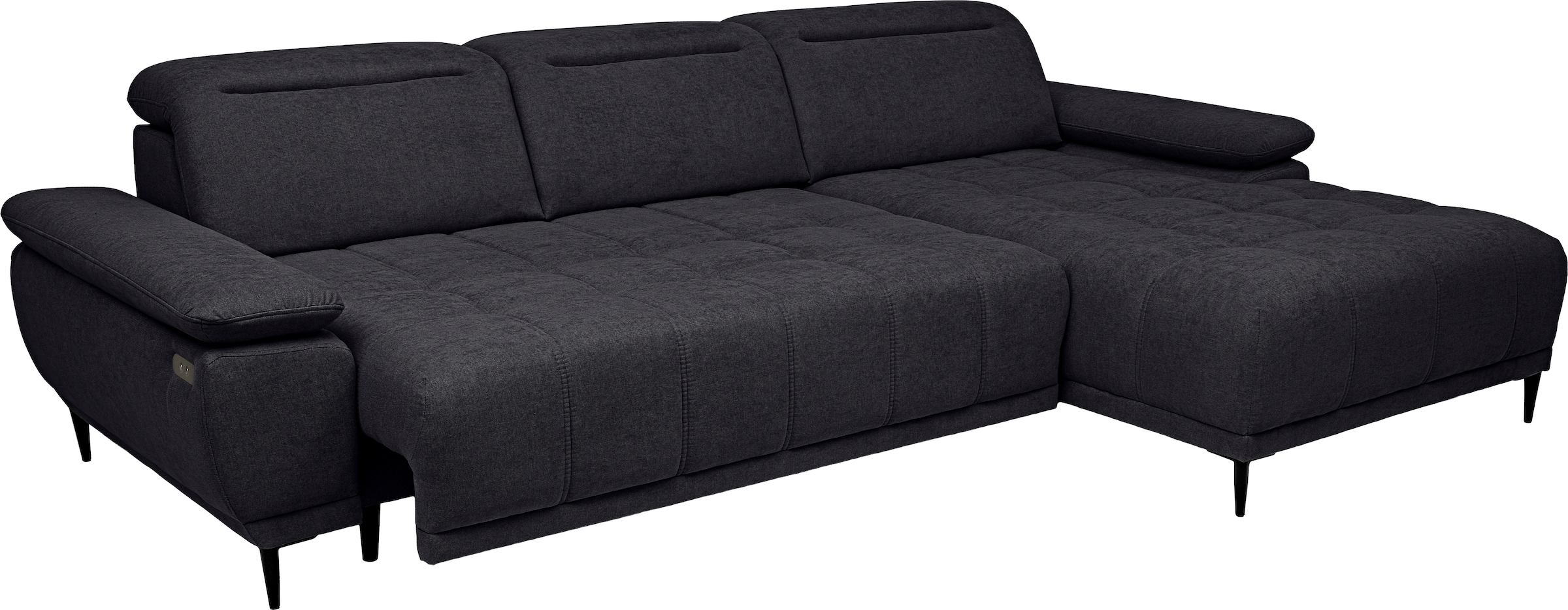 WERK2 Ecksofa »Focus-S, inkl. elektr. Sitzvorzug, manuelle Kopfteilverstellung« elektr. Sitztiefenverstellung, flexible Kopfstützen, 12cm Füße, L-Form