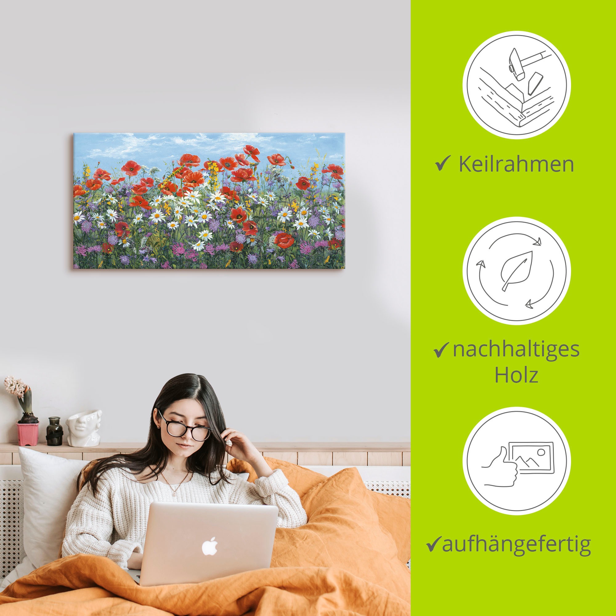 Artland Leinwandbild »Almwiese« Blumenwiese 1 Stk. tlg. auf Keilrahmen gespannt