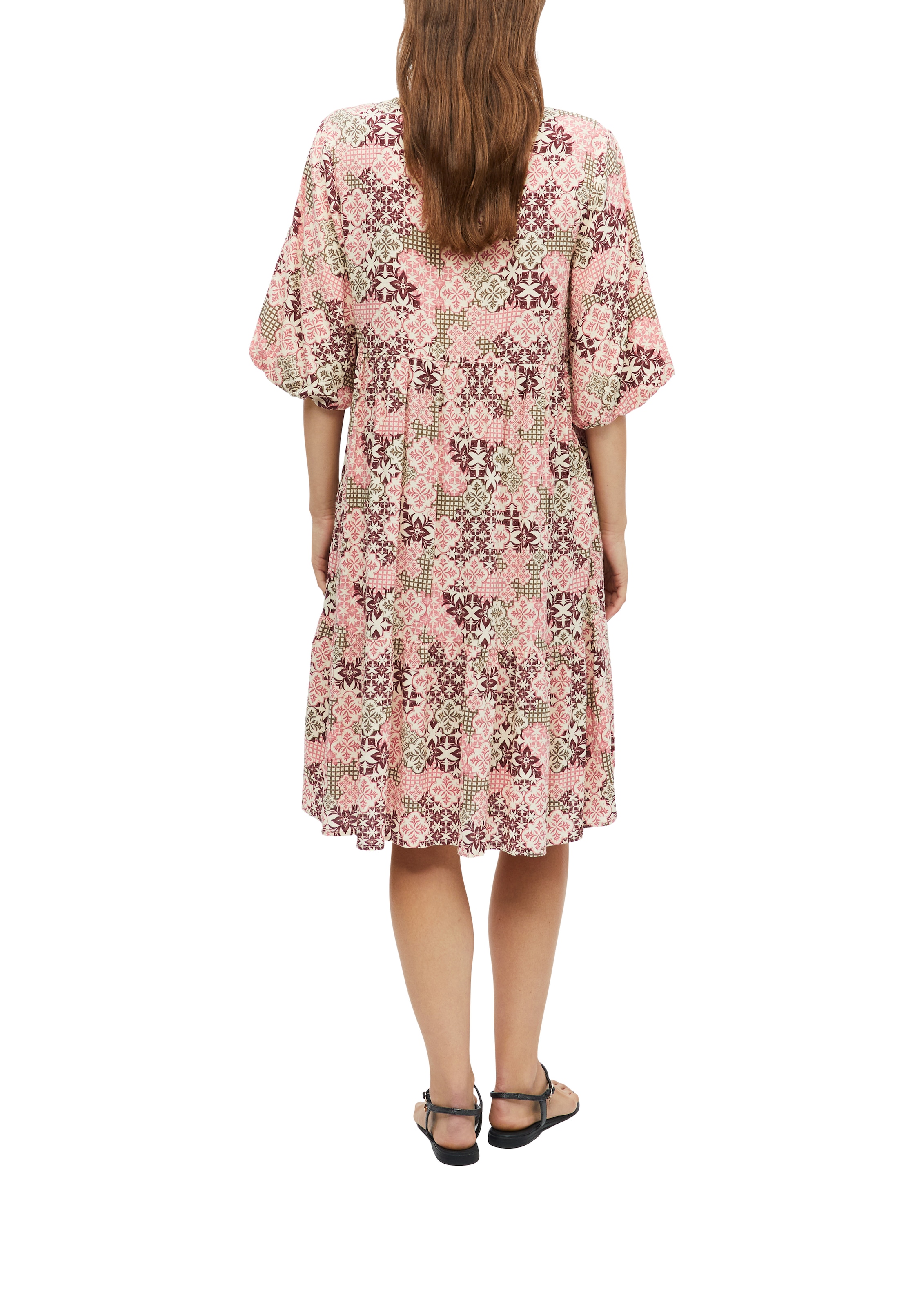 s.Oliver Blusenkleid Ohne Taschen Langes Sommerkleid mit Viskose