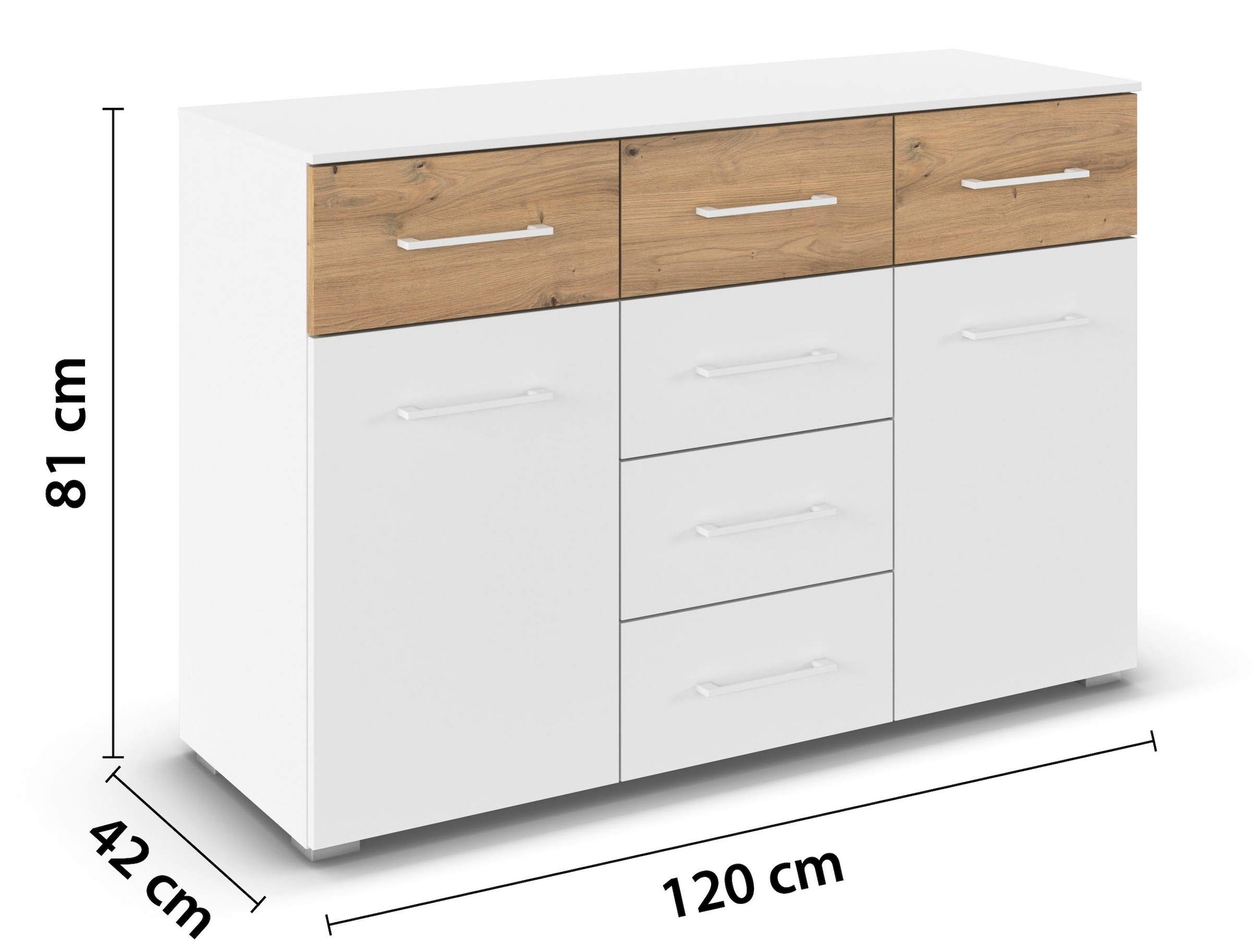 rauch »Sideboard Kommode Schubladenkommode Türenkommode BOSTON-EXTRA« B/H/T: 120/81/42 cm,  mit 6 geräumigen Schubladen, Einlegeböden verstellbar MADE IN GERMANY