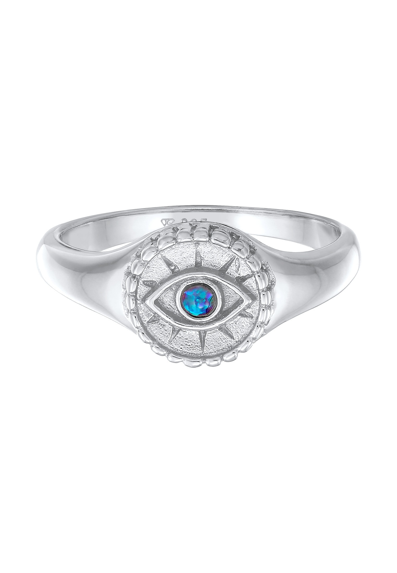 Elli Silberring »Ring Siegelring Evil Eye Blue syn. Opal 925 Silber«