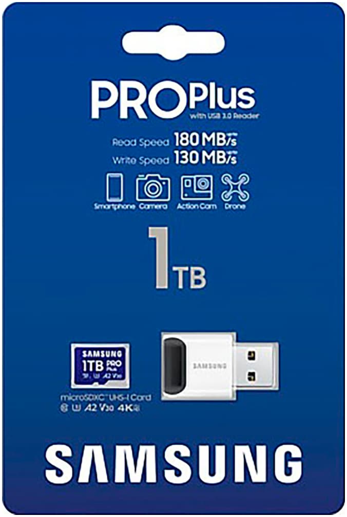 Samsung Speicherkarte »Pro Plus 1TB + USB-Kartenleser«, (UHS Class 3 180 MB/s Lesegeschwindigkeit)