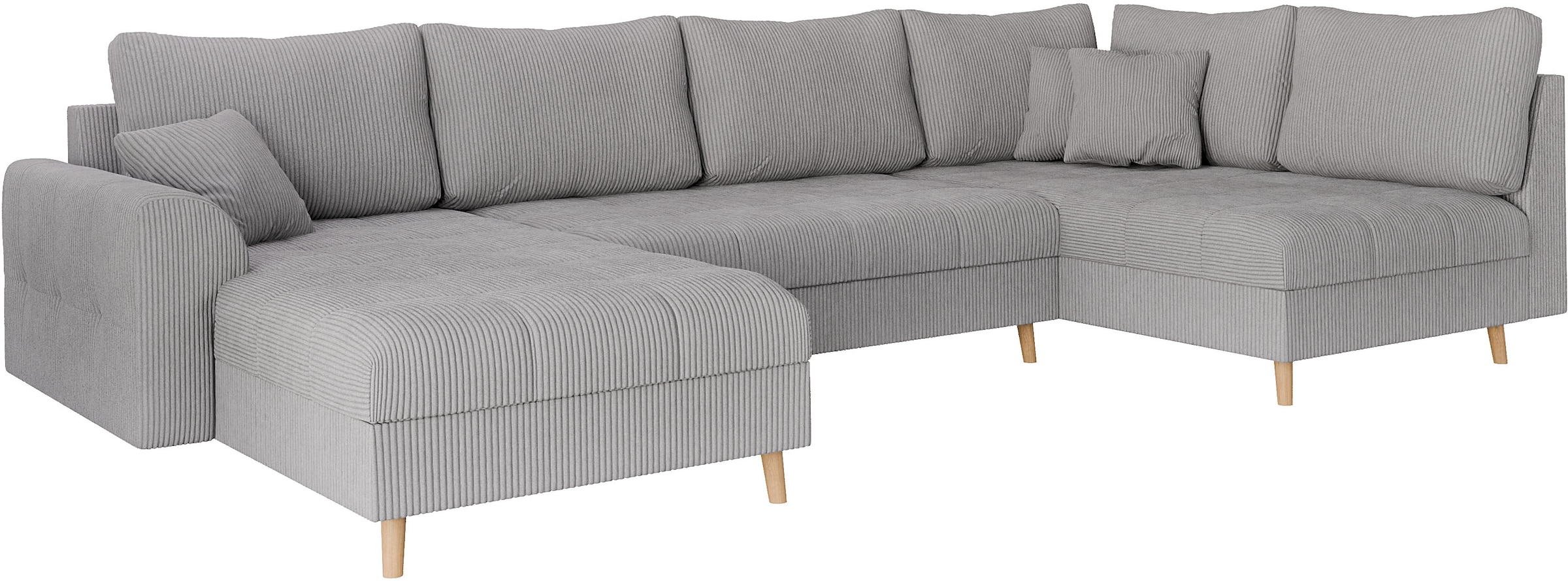 Home affaire Wohnlandschaft »CHARRE U-Form mit Ottomane, Maße B/T/H: 310/161/81 cm«, feine Steppung, lose Rücken- und Zierkissen, auch in Cord und Bouclé