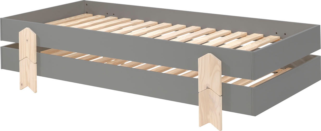 Vipack Kinderbett »Modulo«, (Made in Europe), Jugendbett, Einzelbett, Stapelbett mit Füßen in Pfeiloptik