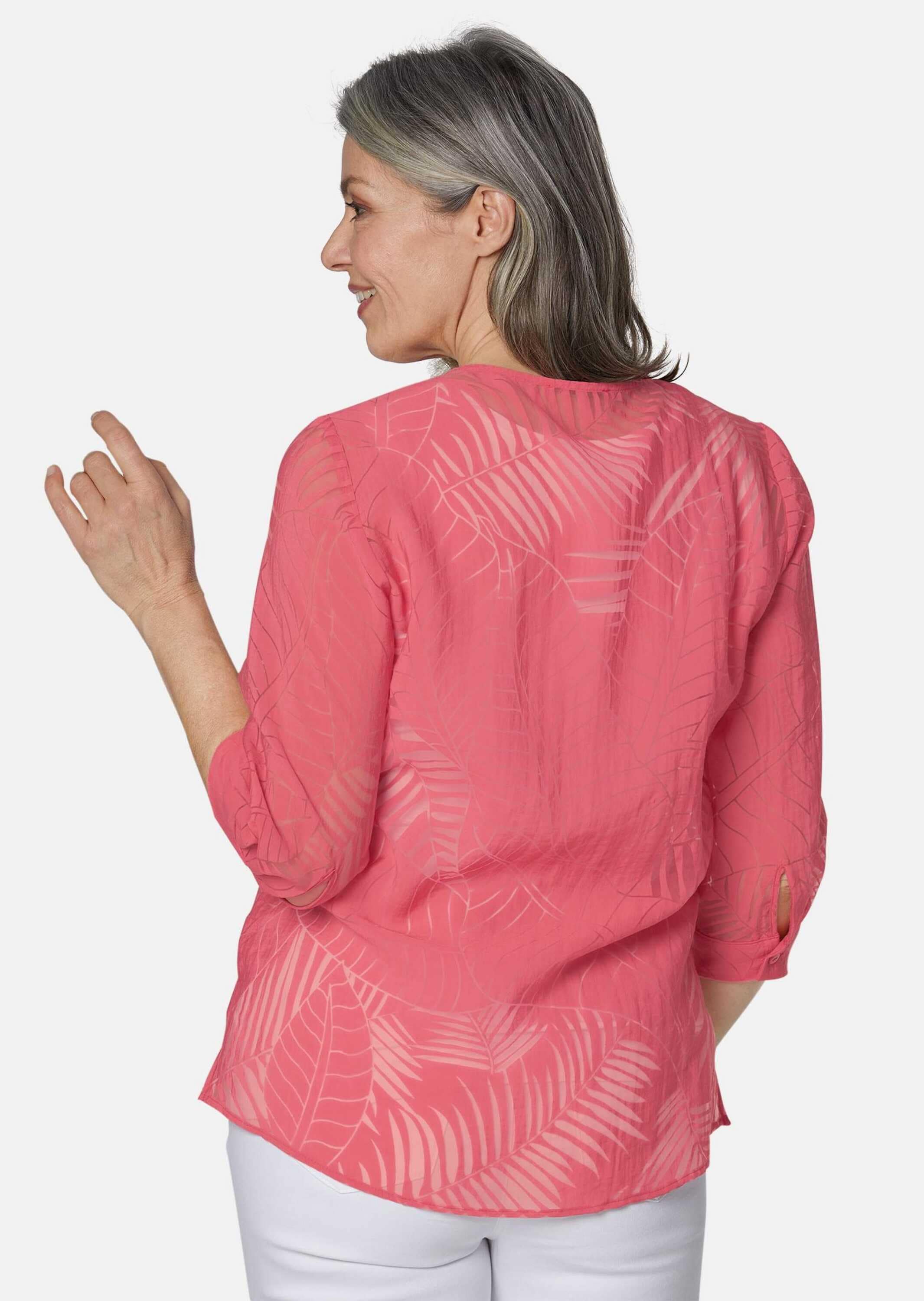 GOLDNER Kurzarmbluse »Kurzgröße Leger geschnittene Ausbrennerbluse« keine/nicht relevant