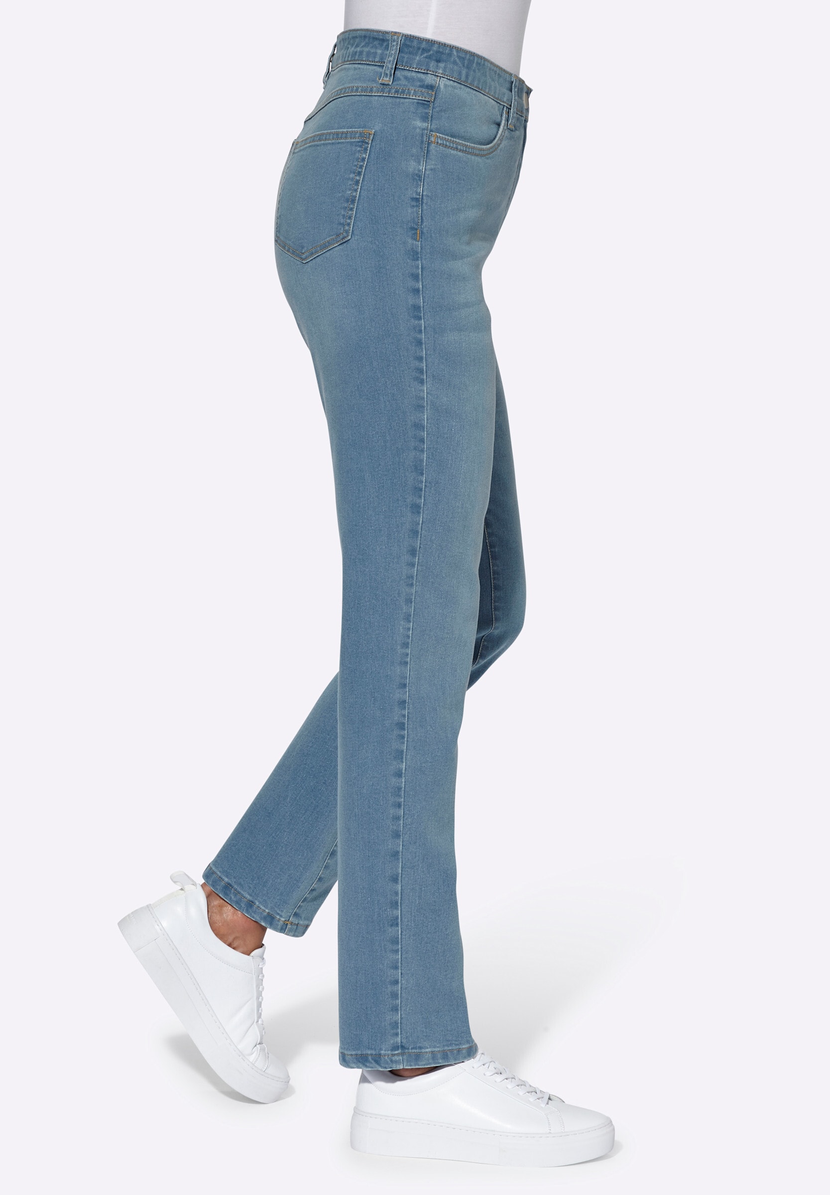 Sieh an! Bequeme Jeans »Jeans High-waist-Jeans mit innenliegendem Dehnbund« mit elastischem High-Waist-Bund