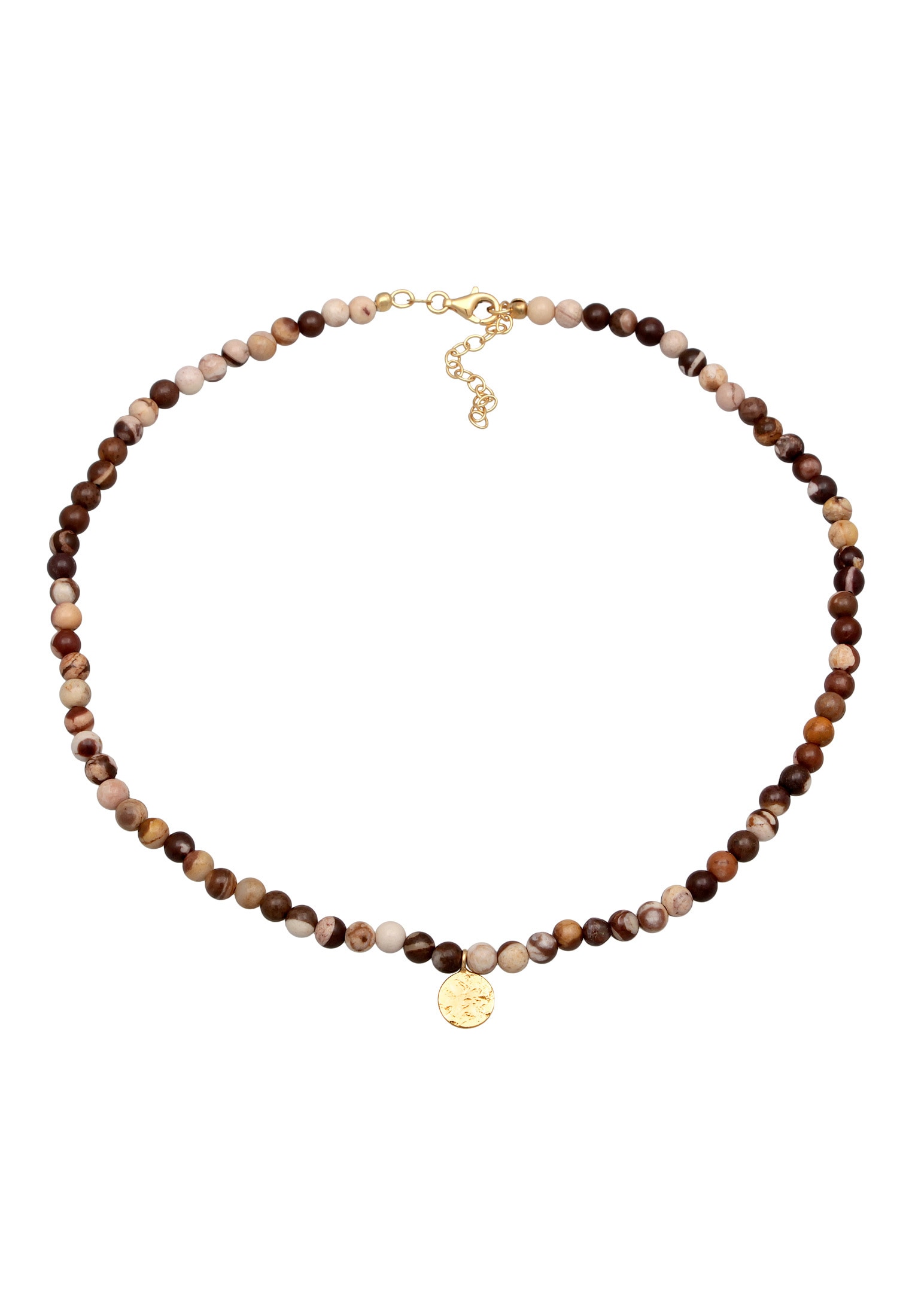 Elli Premium Silberkette »Halskette Jasper Edelstein Perlen Plättchen 925 Silber vergoldet«